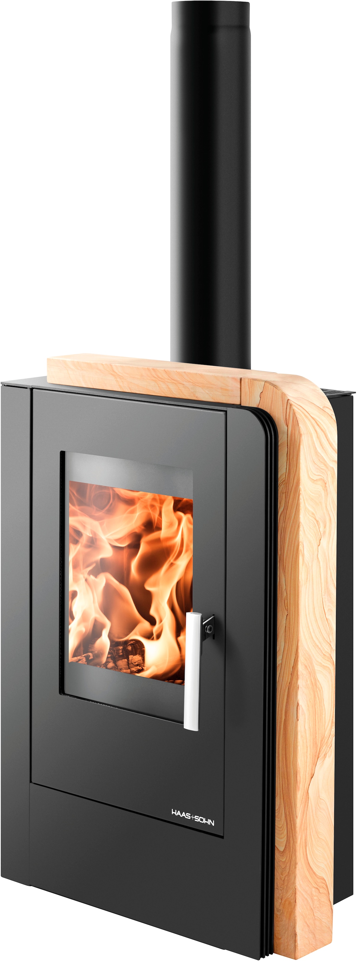 Haas + Sohn Kaminofen "ARUBA 220.17-ST Woodstone, Grundfarbe perl-schwarz"