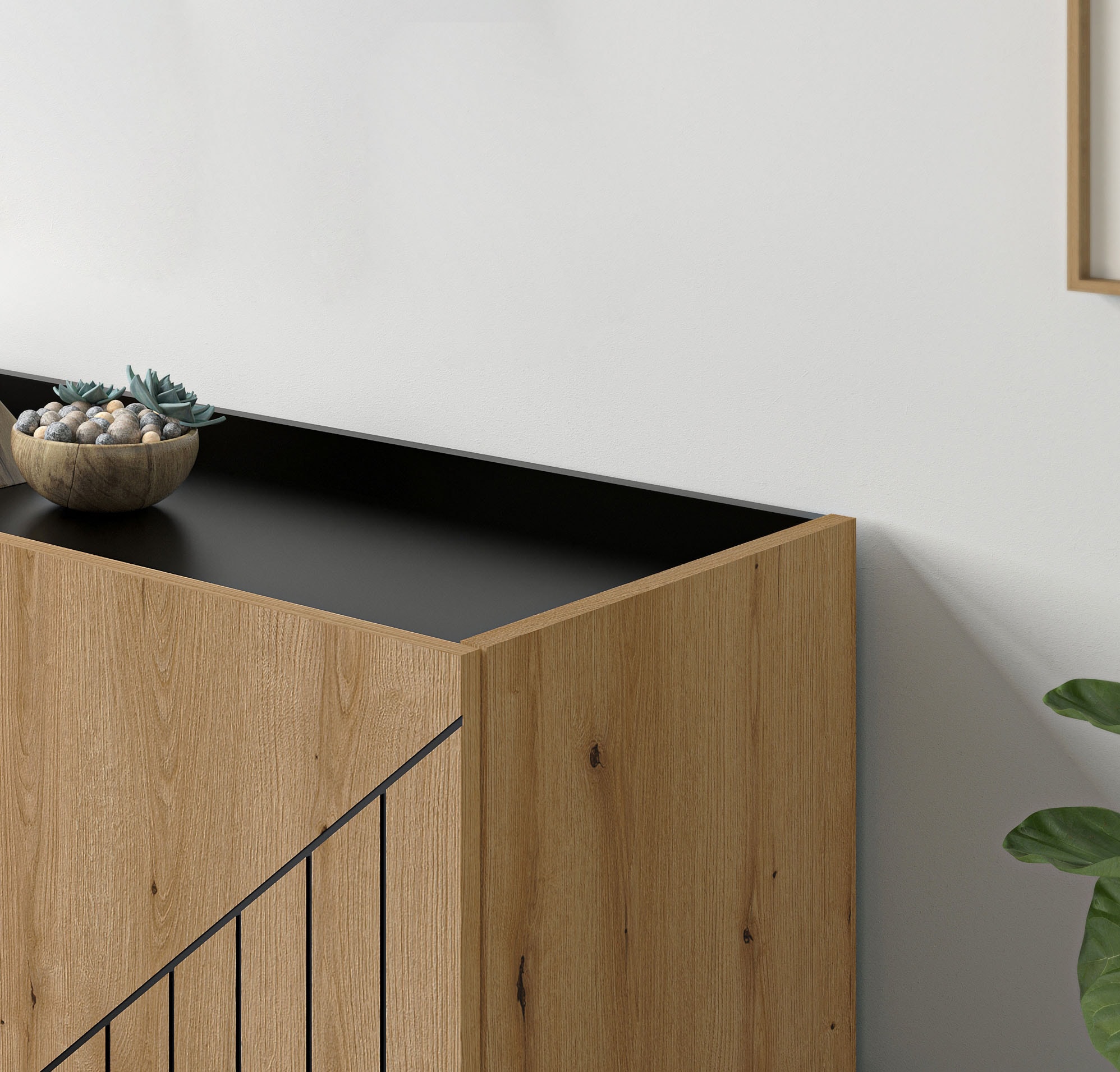 INOSIGN Sideboard »SNETT, Breite: 122cm, mit Metall-Stabfüßen, 3 Türen, 3 Einlegeböden«, Anrichte, Kommode, Schrank, Board, Higboard