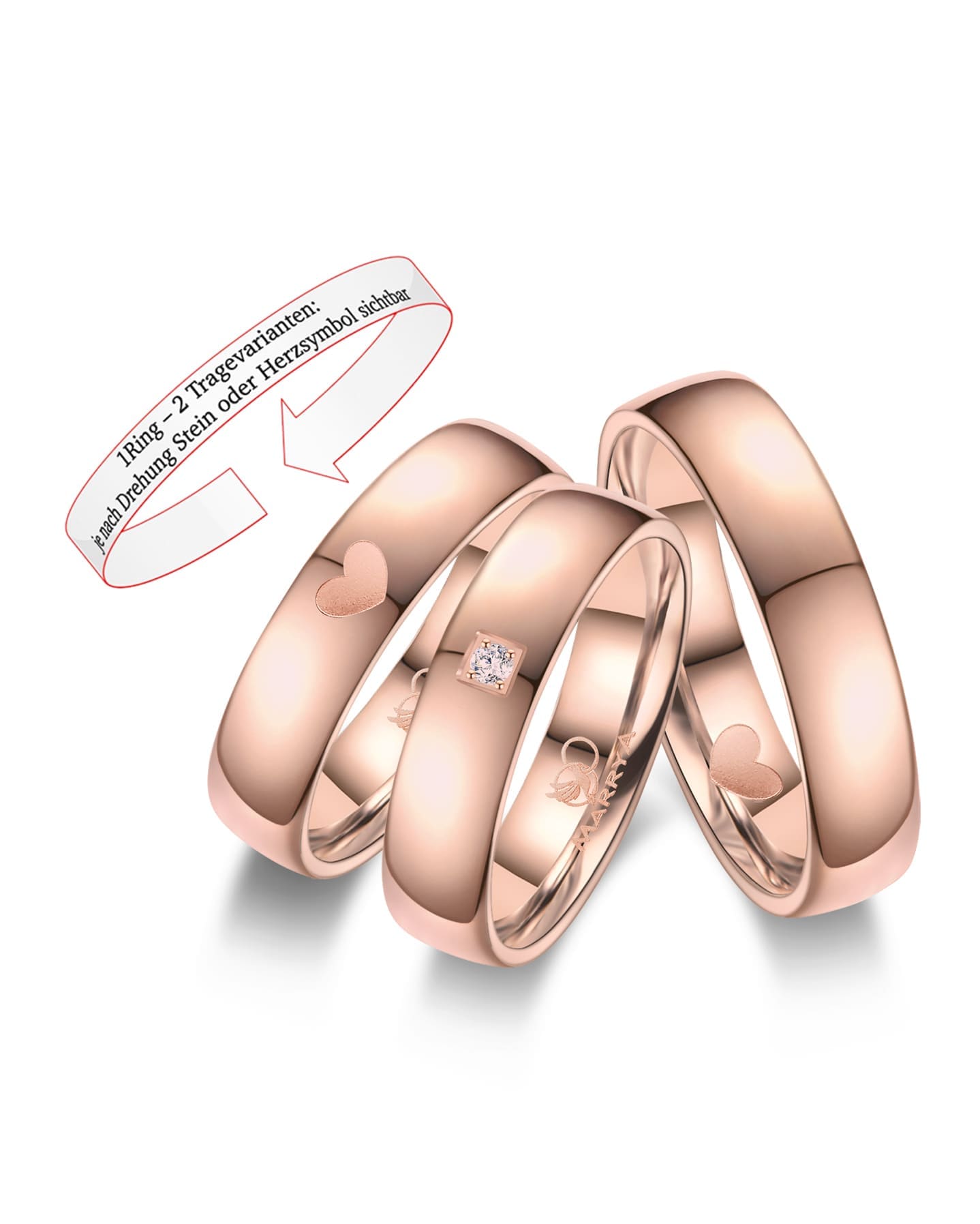 Marrya Partnerring »Edelstahl Ringe Trauringe Eheringe Partnerringe«