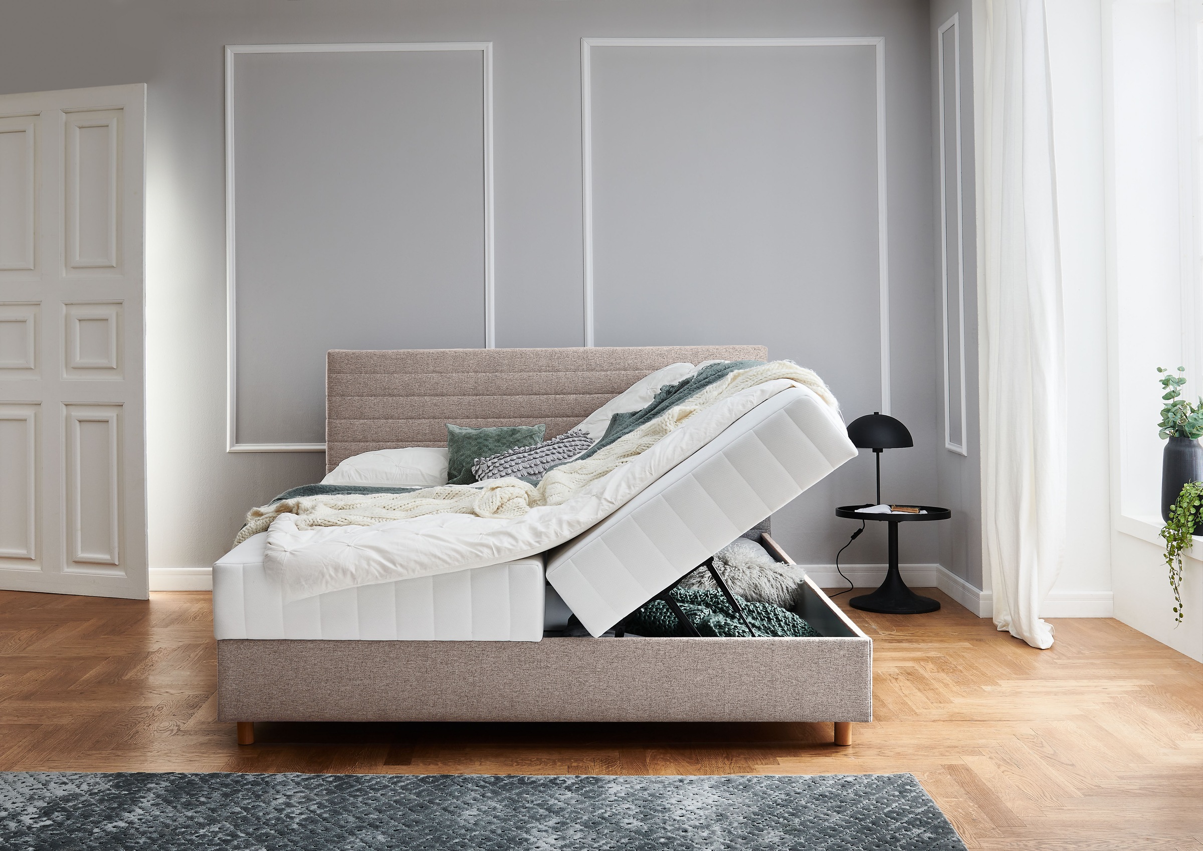 ATLANTIC home collection Stauraumbett »Josie«, mit Taschen-Federkernmatratze und Bettkasten