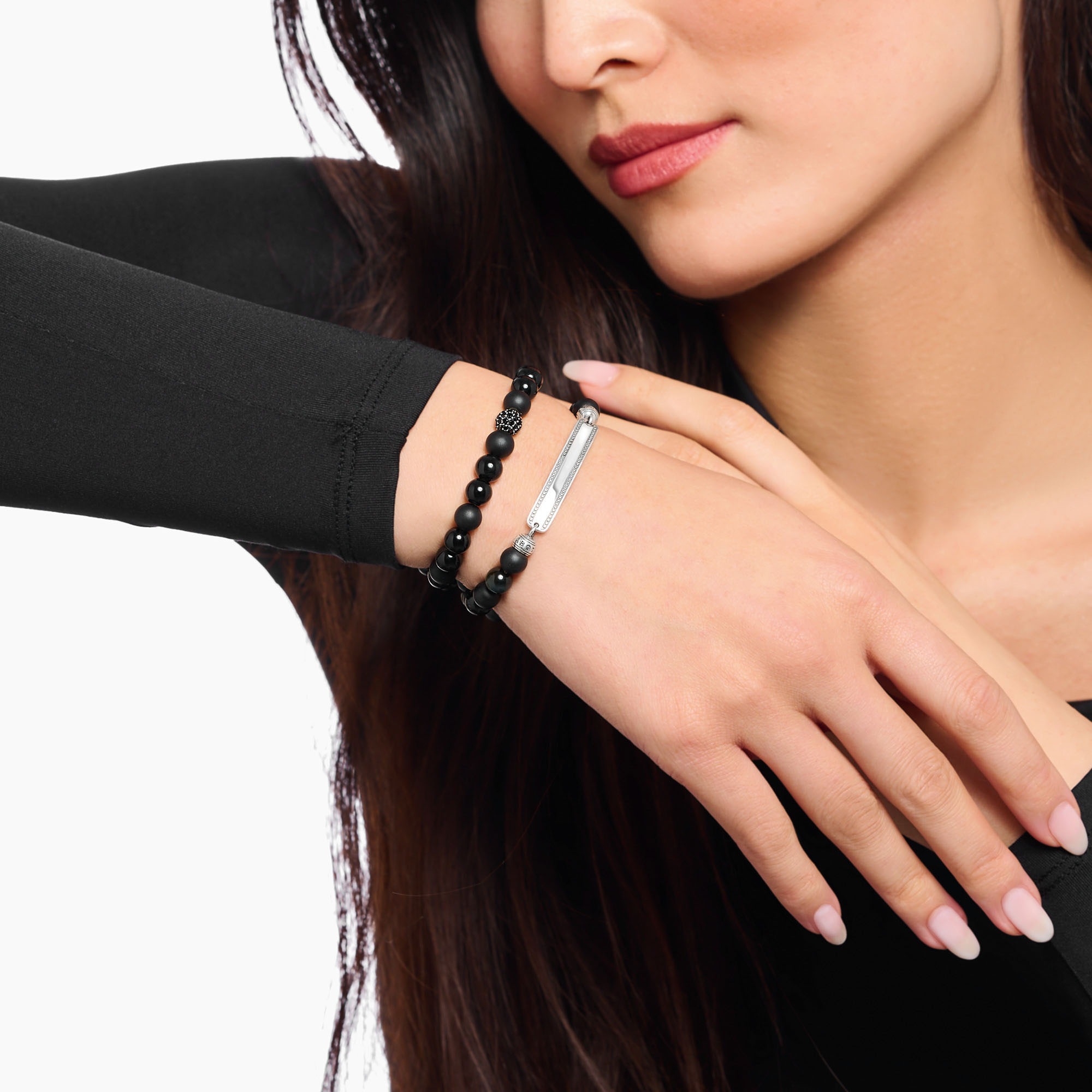 THOMAS SABO Armband »Obsidian Armband mit Zirkonia, A2194-705-11-L21«, mit Obsidian, Zirkonia (synth.)