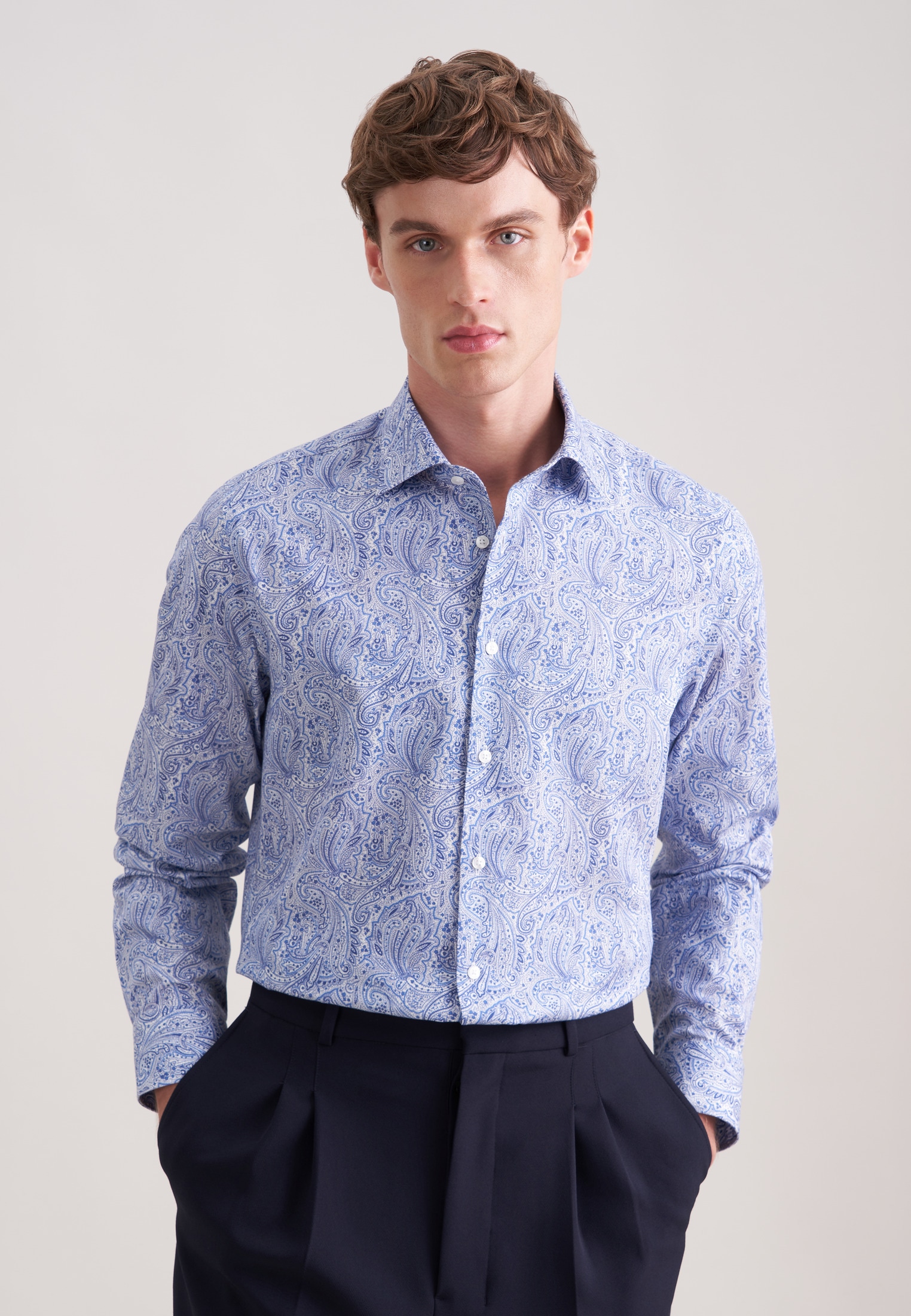 seidensticker Businesshemd "Schwarze Rose" Shaped 1/1 Kentkragen Druck günstig online kaufen