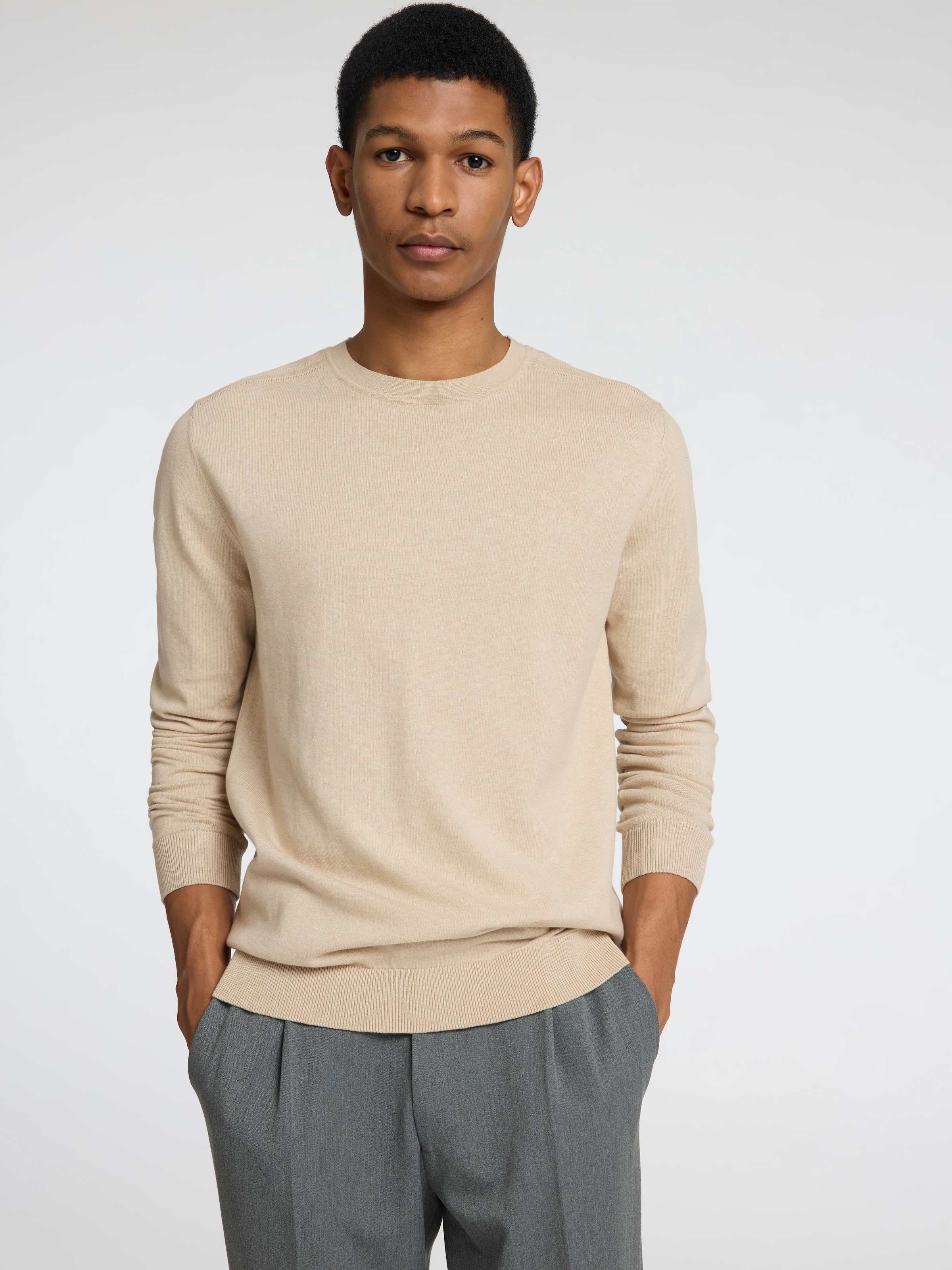 SELECTED Rundhalspullover "SLHBERG CREW NECK NOOS" Baumwolle, regular fit günstig online kaufen