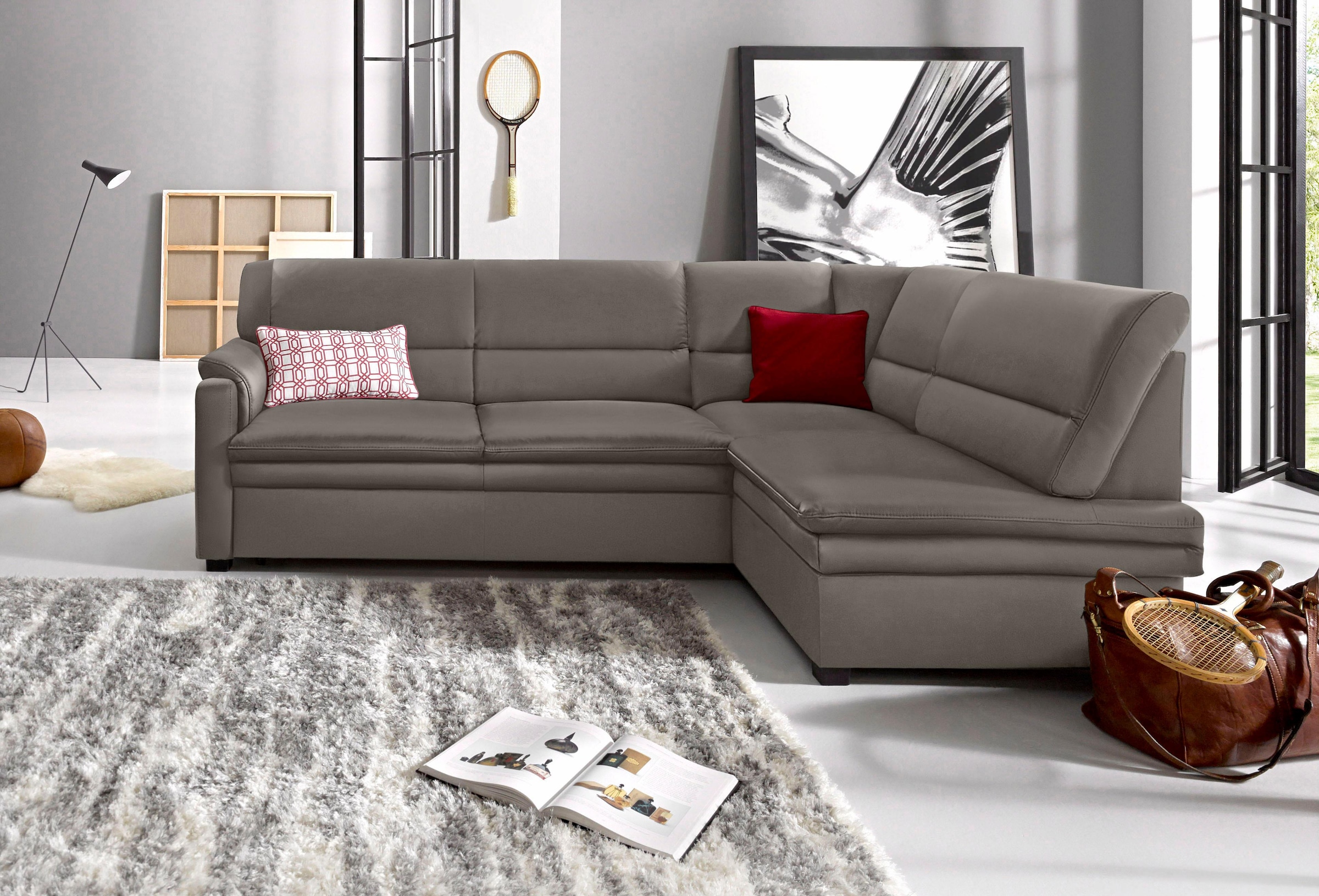 sit&more Ecksofa "Pisa L-Form" mit Federkern, wahlweise mit Schlaffunktion