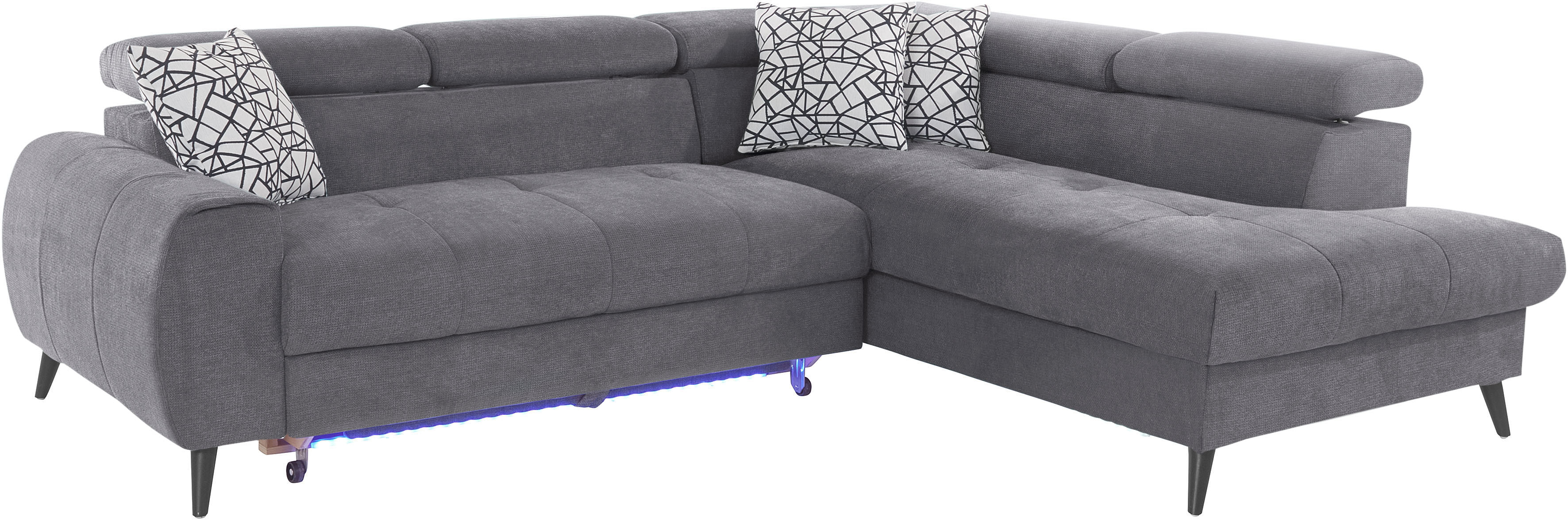 Thumbnail - COTTA Ecksofa "Mia L-Form mit 3 Zierkissen", wahlweise mit Bettfunktion, Bettkasten, Beleuchtung & Wireless-Charger