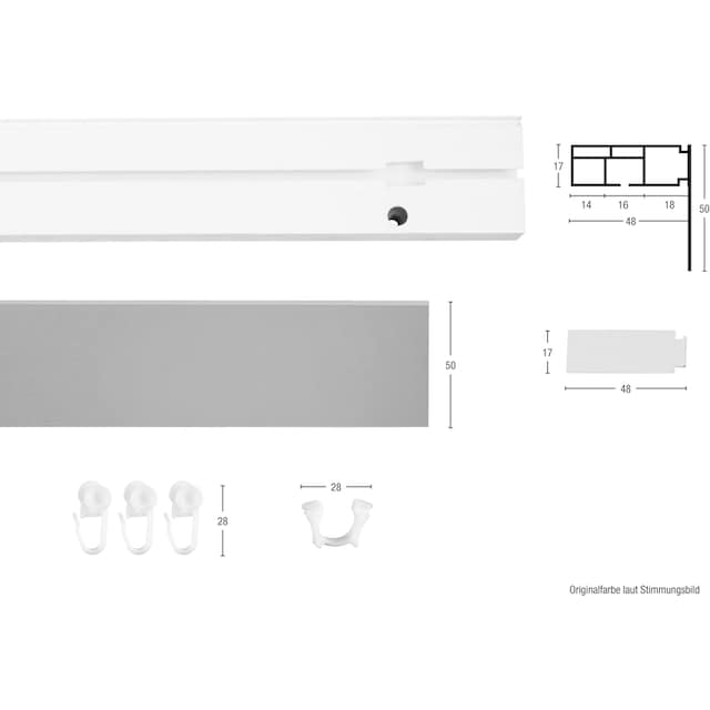 GARESA Gardinenschiene »Kunststoffschiene mit Blende«, 3 läufig-läufig,  Wunschmaßlänge, Deckenmontage, verlängerbar, einfache Montage, schlicht auf  Rechnung | BAUR