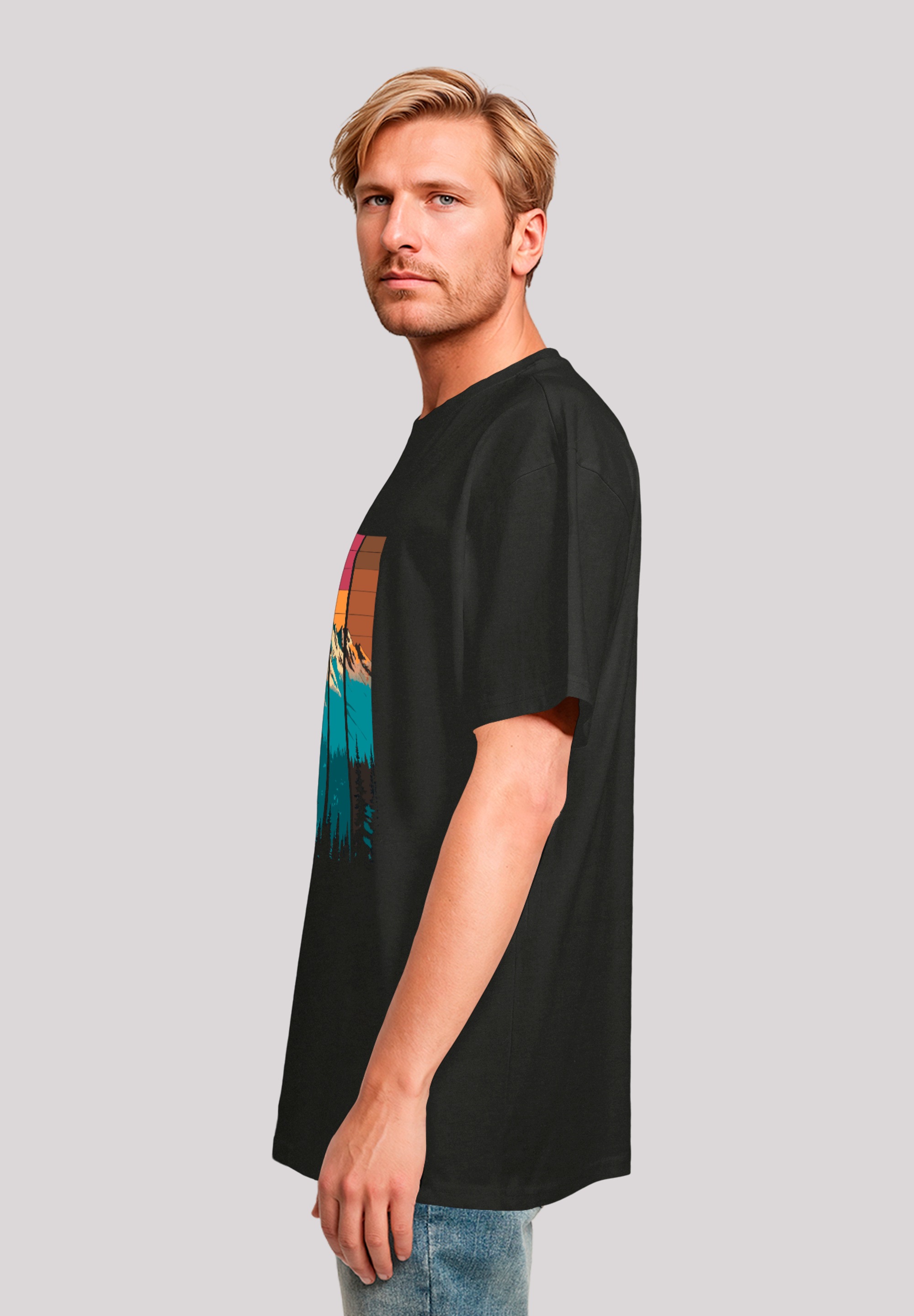F4NT4STIC T-Shirt »Berg Sonnenuntergang Retro«, Premium Qualität
