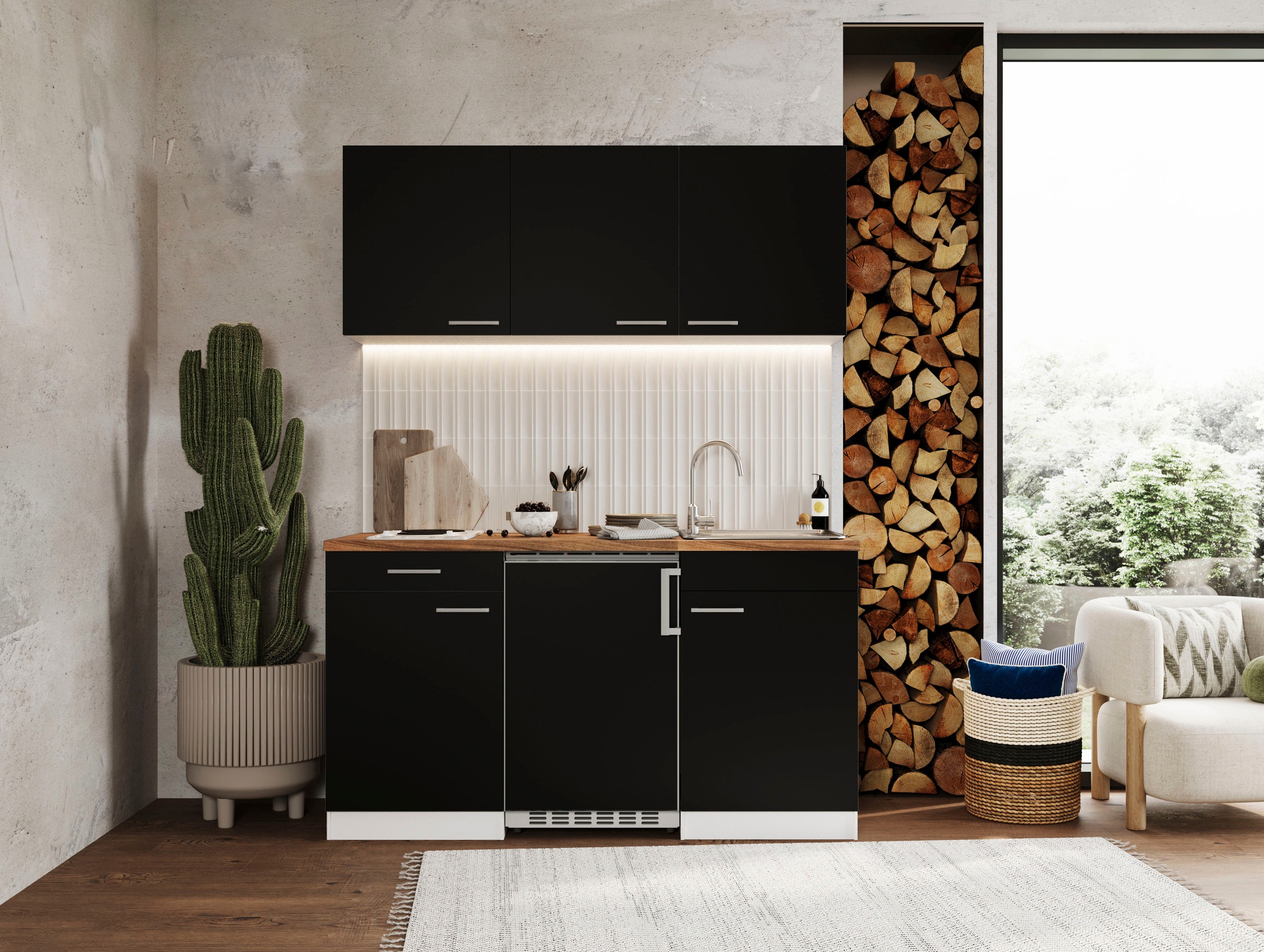 RESPEKTA Pantryküche "Luis, mit Duo Kochfeld, wahlweise mit Mikrowelle, Kor günstig online kaufen