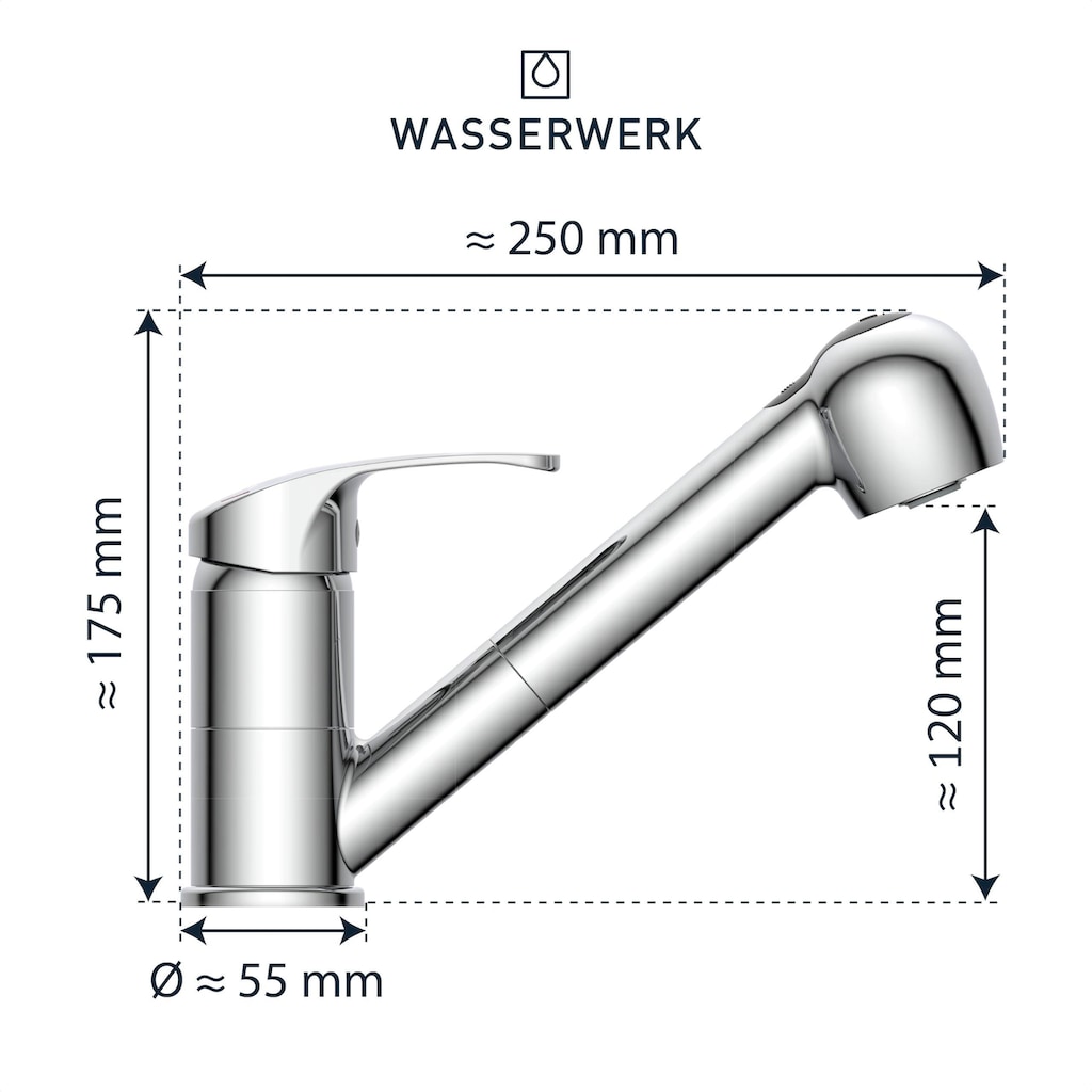 WASSERWERK Spültischarmatur »WK 7, Wasserhahn, Küche, Einhebelmischer«