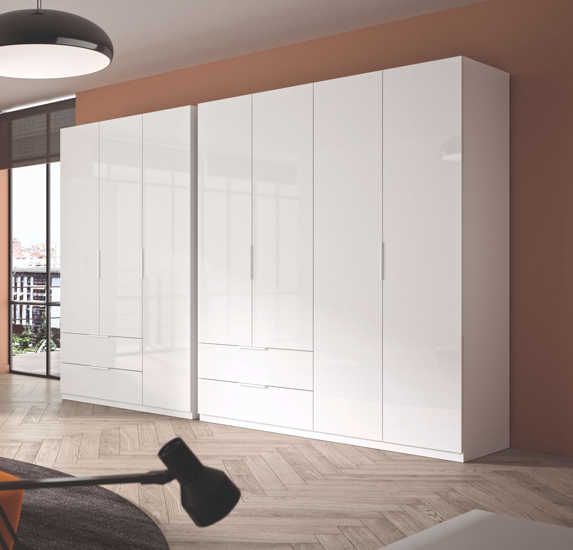 Composad Garderobenschrank »Espresso,Kleiderschrank, Raumsparschrank, Multifunktionsschrank«, (1 St.), mit 3 Türen und 2 breiten Schubladen