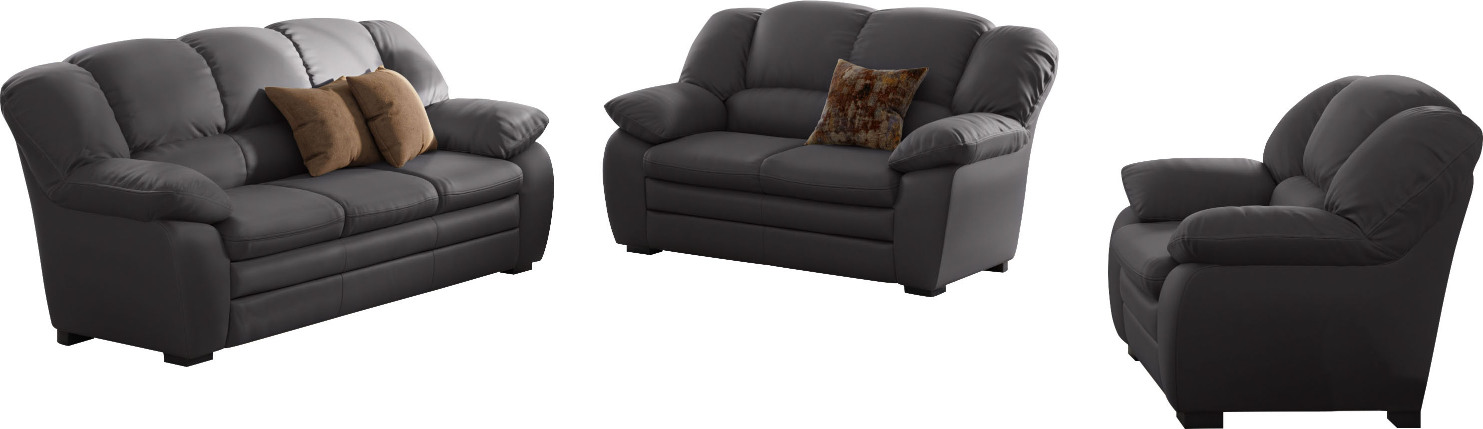 COTTA Polstergarnitur "Casino, 3tlg. Set, Sofa Wohnzimmer Garnitur, Wellenunterfederung" Set, 3 tlg. Sessel, 2-Sitzer, 2,5-Sitzer, hohe Rückenlehne