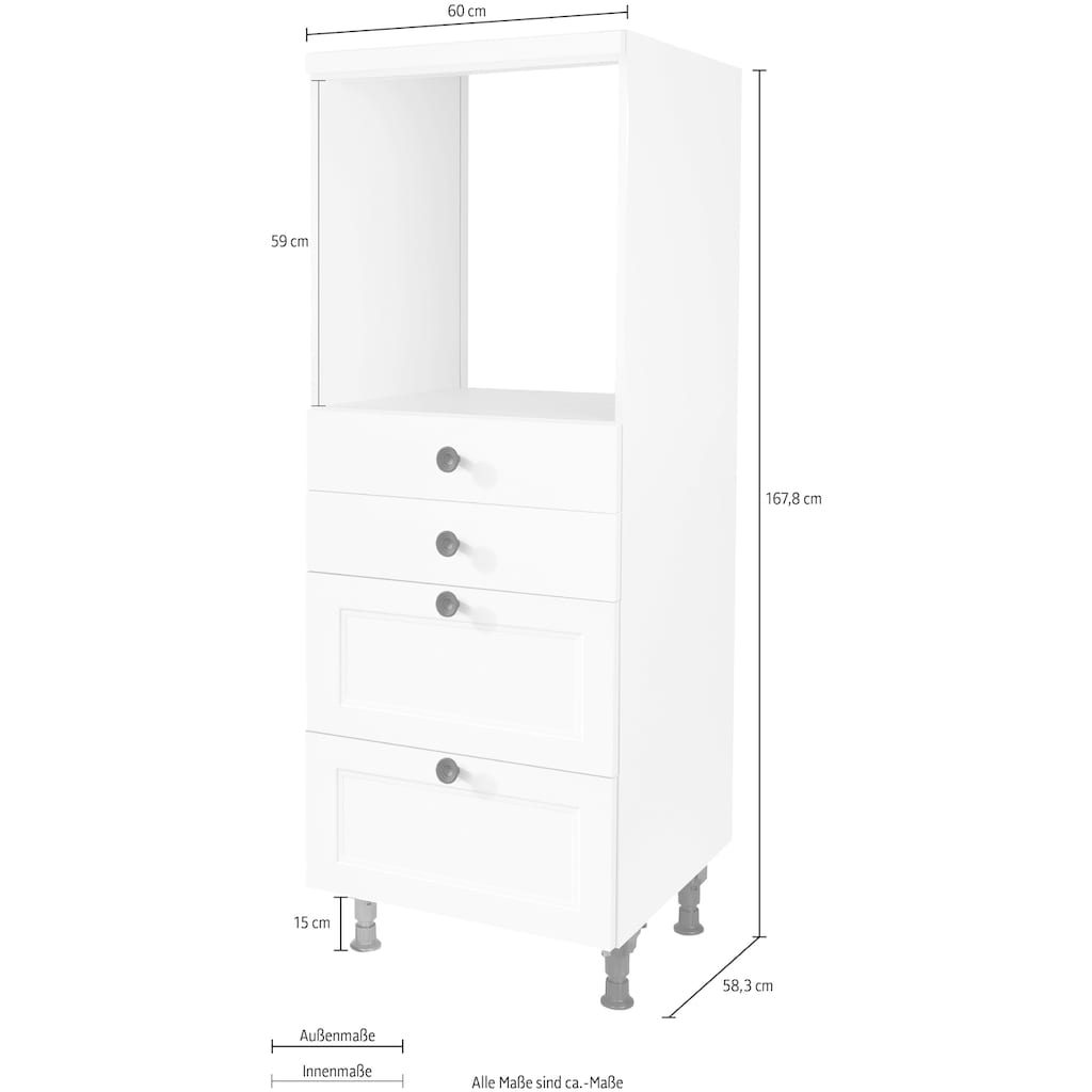 nobilia® Herdumbauschrank »"Cascada", mit Schubkästen und Auszügen,«, vormontiert, Breite/Höhe: 60/167,8 cm