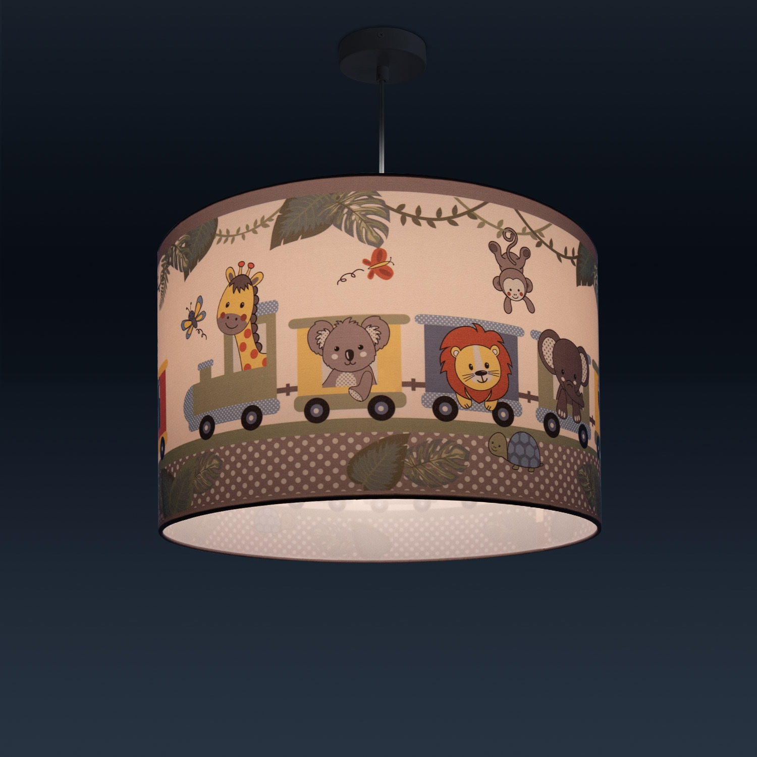 Paco Home Pendelleuchte »Diamond 635«, 1 flammig, Leuchtmittel E27 | ohne Leuchtmittel, Kinderlampe Deckenlampe LED Kinderzimmer Lampe Zug Tieren, E27