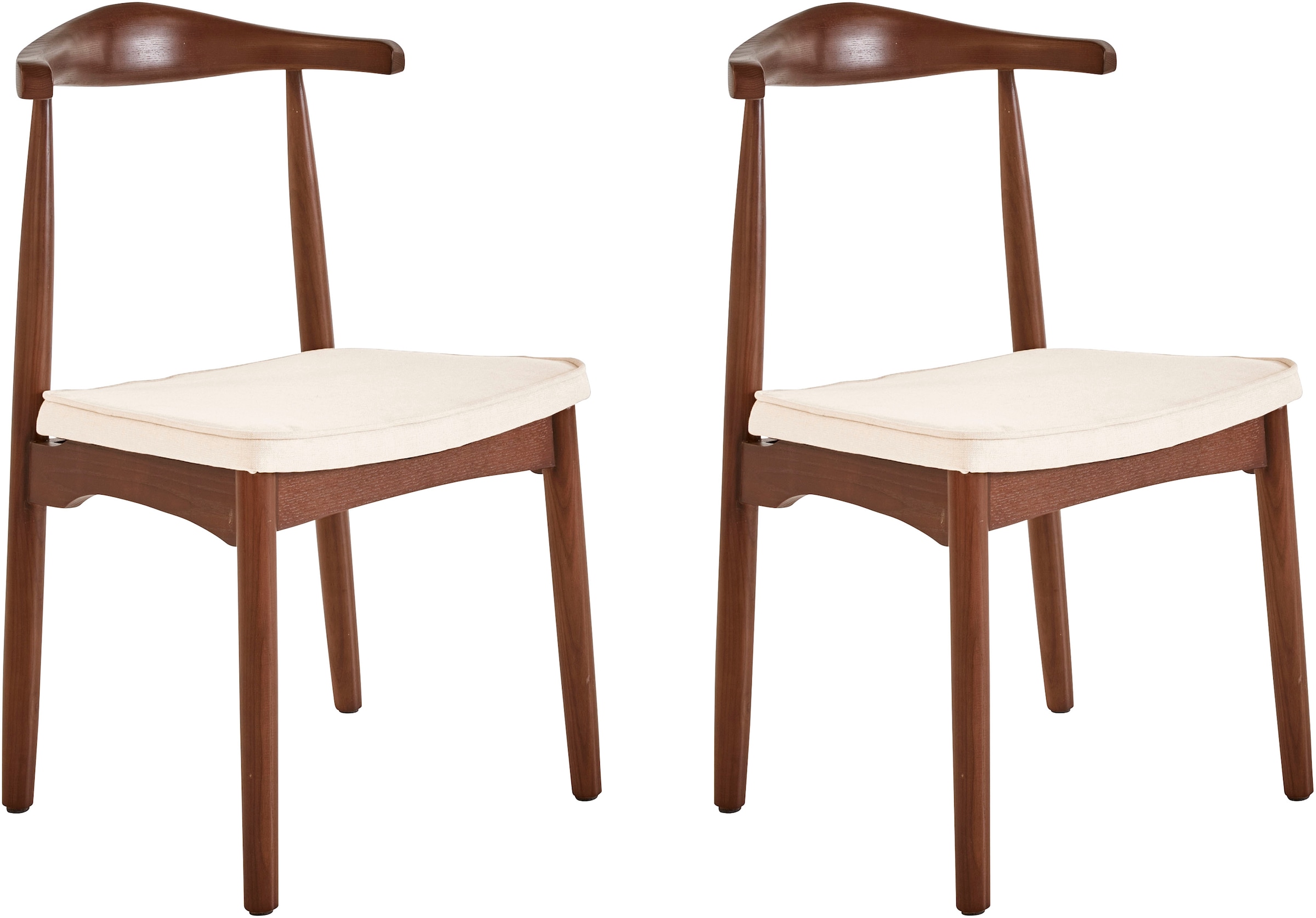 LeGer Home by Lena Gercke Esszimmerstuhl »Rianne, TOPSELLER!, OTTOs Choice«, (Set), 2 St., Gestellrahmen aus massivem Eschenholz, Sitzfläche mit Webstoffkissen