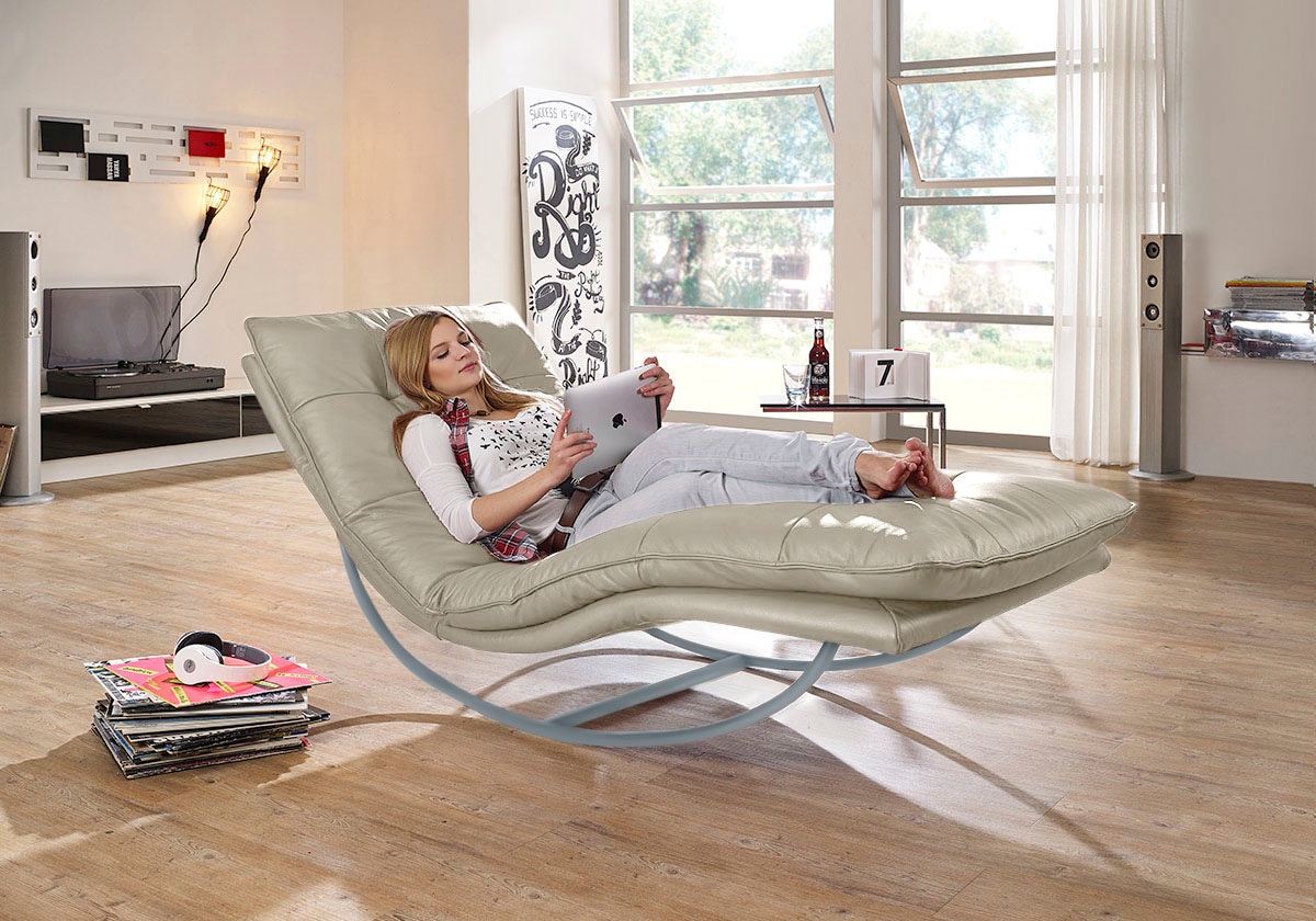 W.SCHILLIG Relaxliege »daily dreams«, in Waffelkissen-Optik, Schaukelgestell silber matt, in 2 Breiten