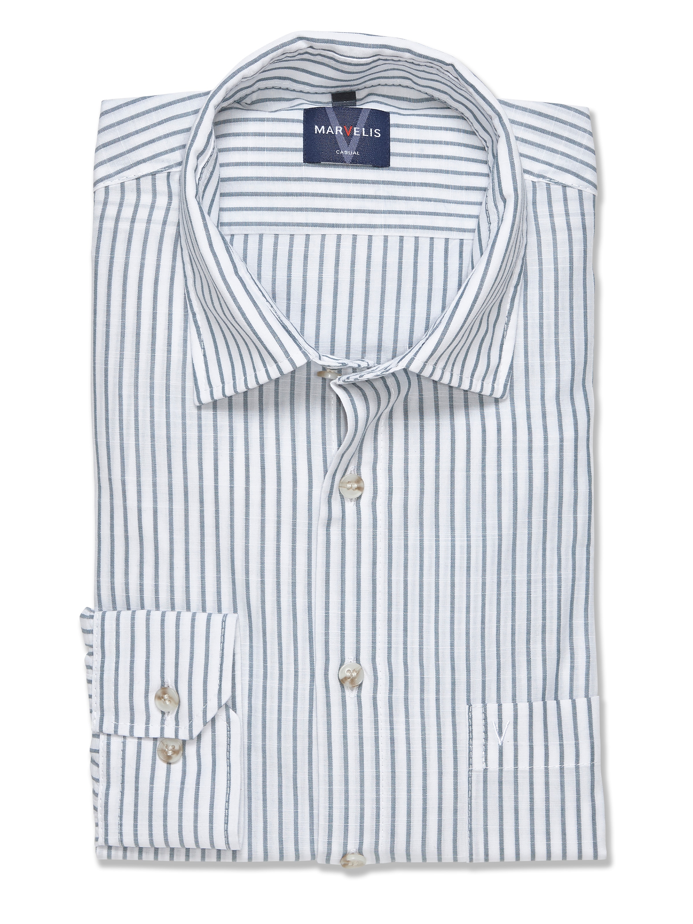 MARVELIS Langarmhemd im Streifen-Look, Businesshemd, Kentkragen günstig online kaufen