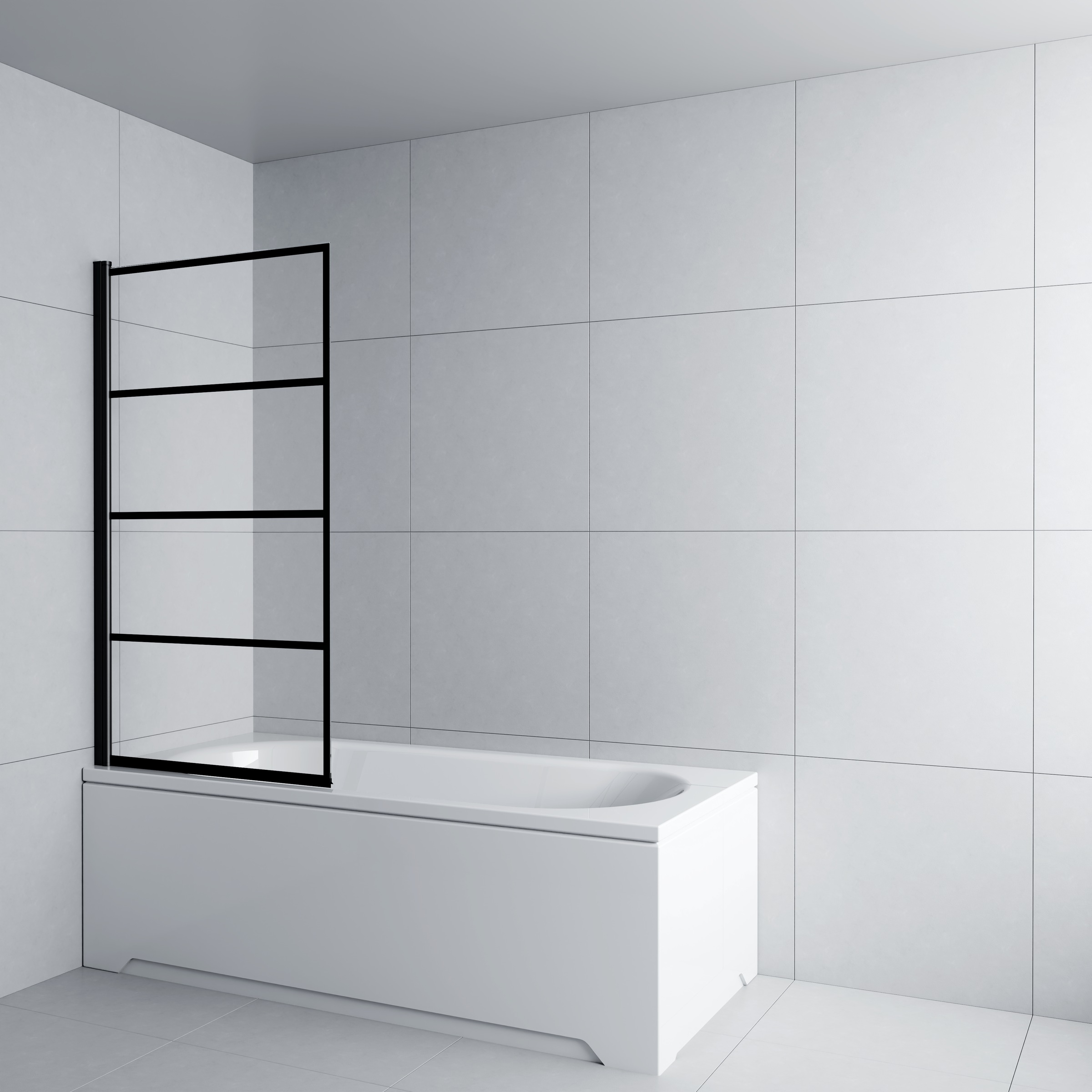 welltime Badewannenaufsatz Viergeteiler Badewannenaufsatz in trendigem Schwarz