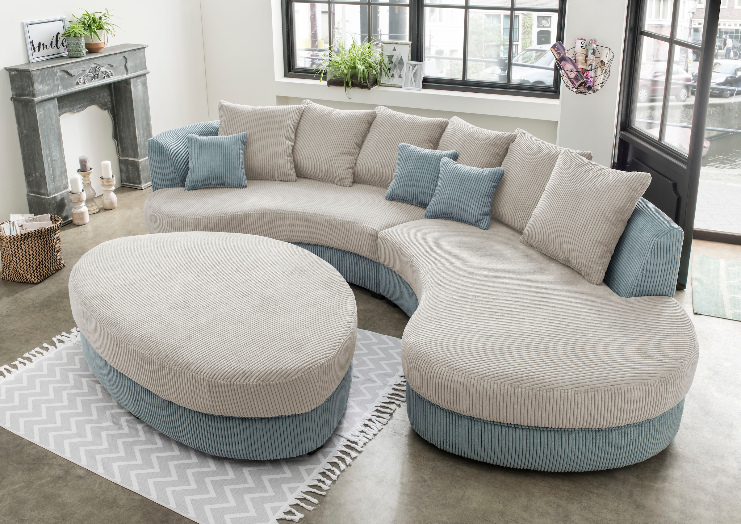 Home affaire Ecksofa "Lazio modern und bequem, schmale Armlehnen, tolle Detailverarbeitung" zwei verschiedene Fußfarben wählbar