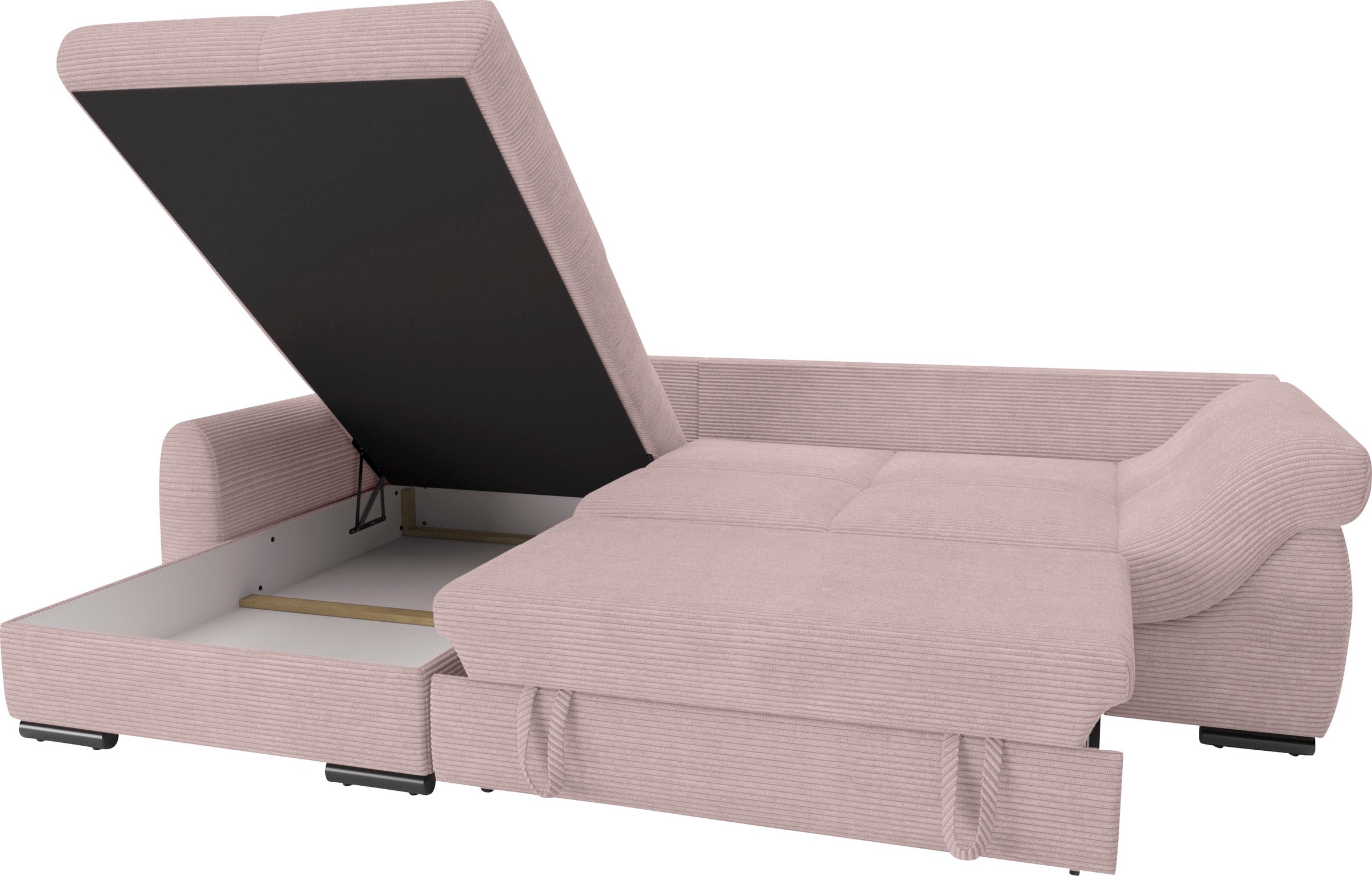Mr. Couch Ecksofa »Livorno DuraFlex L-Form«, inkl. Hochschläfer-Bettauszug, XL-Bettkasten weiß beschichtet