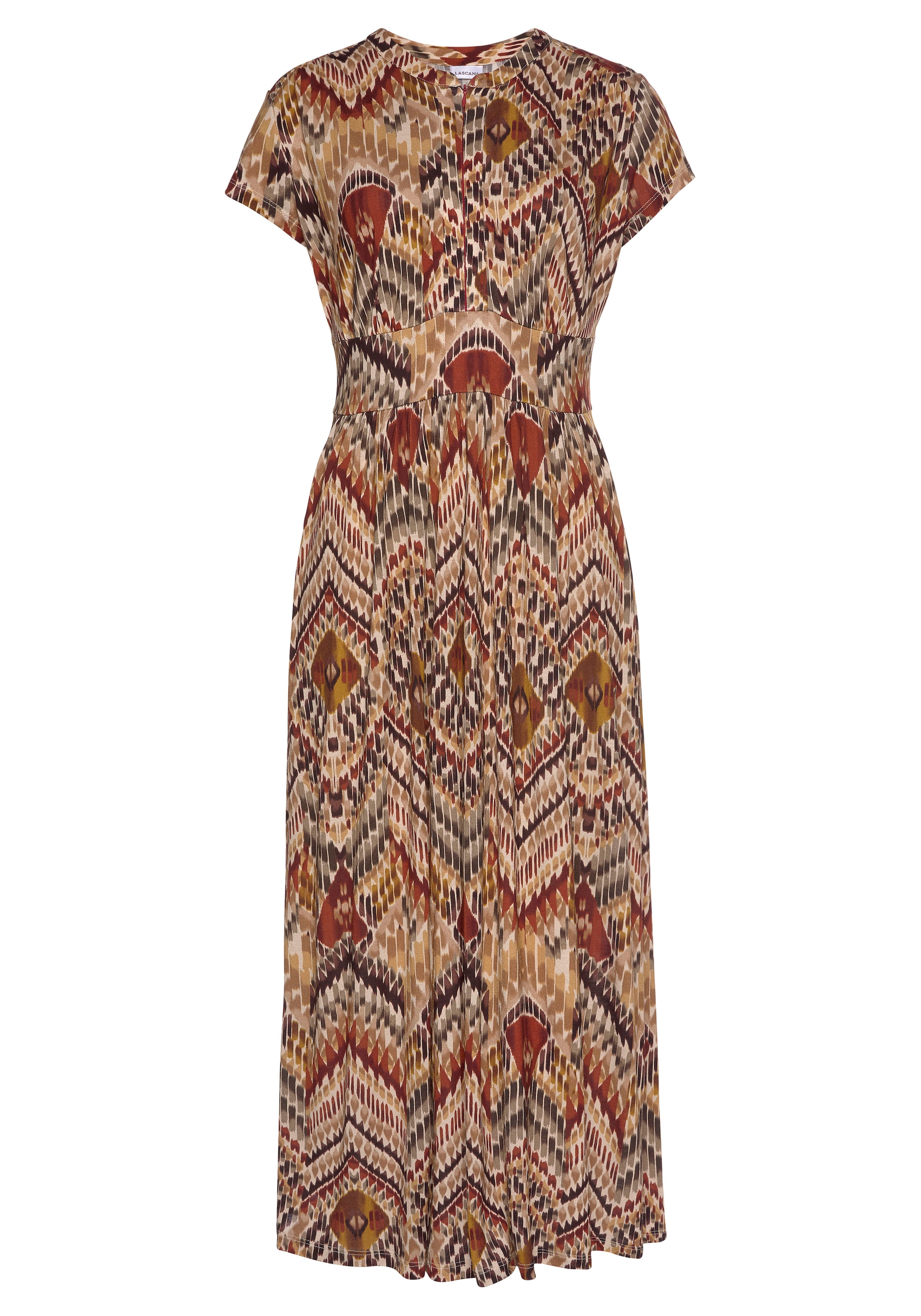 LASCANA Midikleid, mit Ethnoprint und Reißverschluss vorne, Sommerkleid, St günstig online kaufen