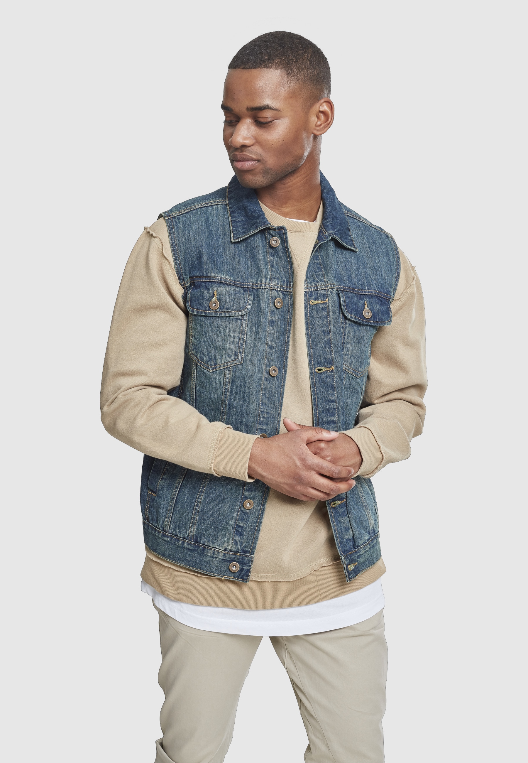 URBAN CLASSICS Jerseyweste »Urban Classics Herren Denim Vest« 1 Stk.