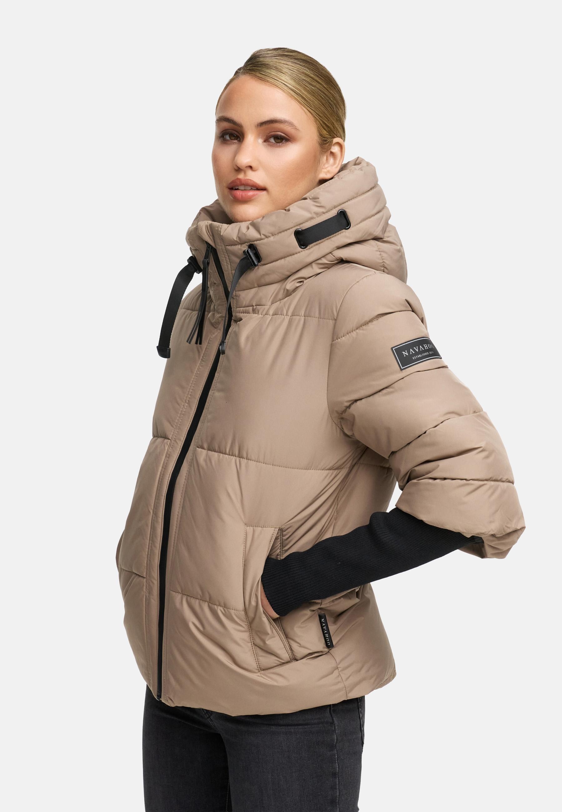 Navahoo Steppjacke »Lotusherz XIV«, mit Kapuze, Warme gesteppte Winterjacke mit Rippstrickärmeln