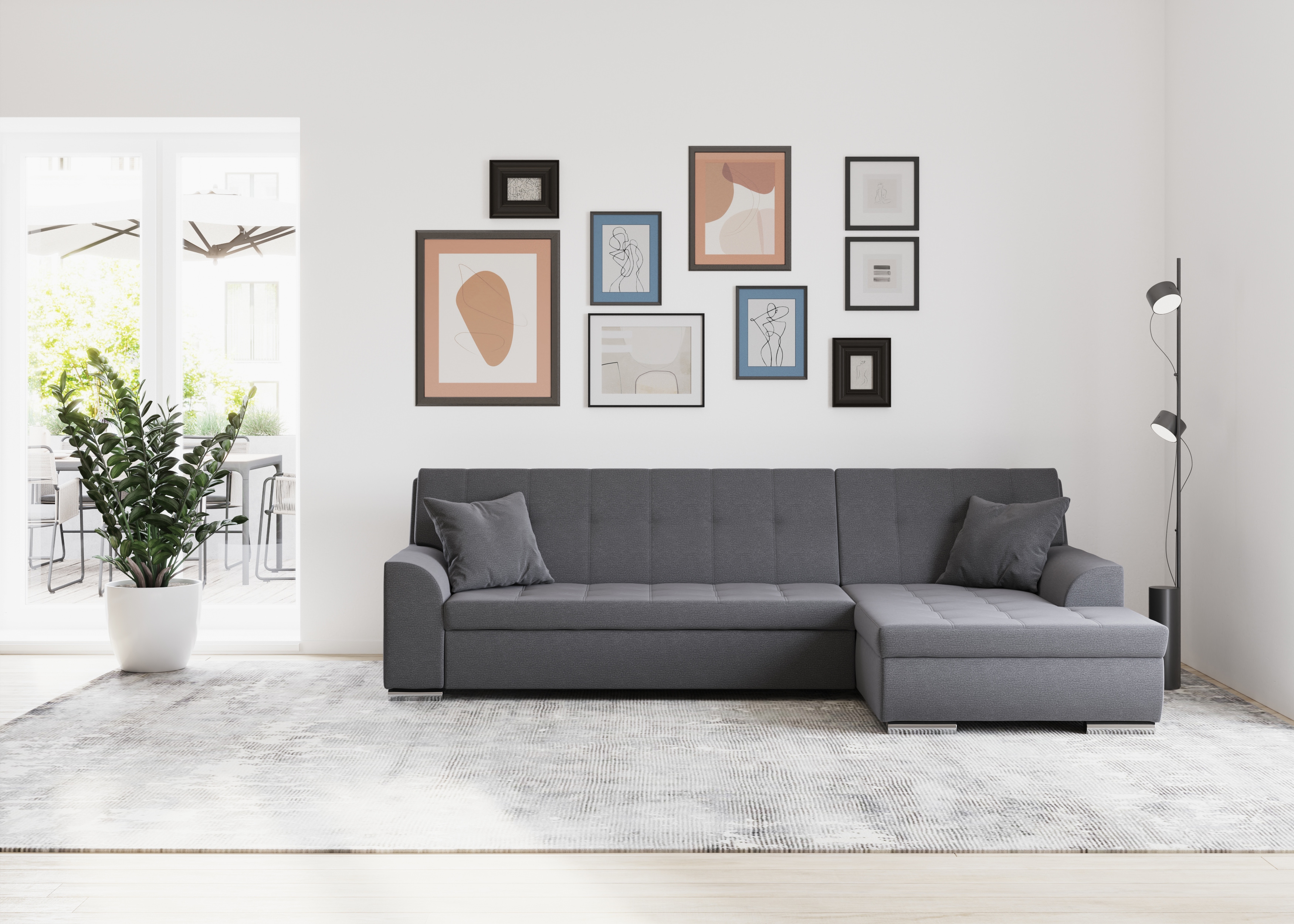DOMO collection Ecksofa "TREVISO viele Bezüge, auch in Cord, L-Form, 267x178 cm" mit Bettfunktion, inkl. Zierkissen, Unser Dauertiefpreis