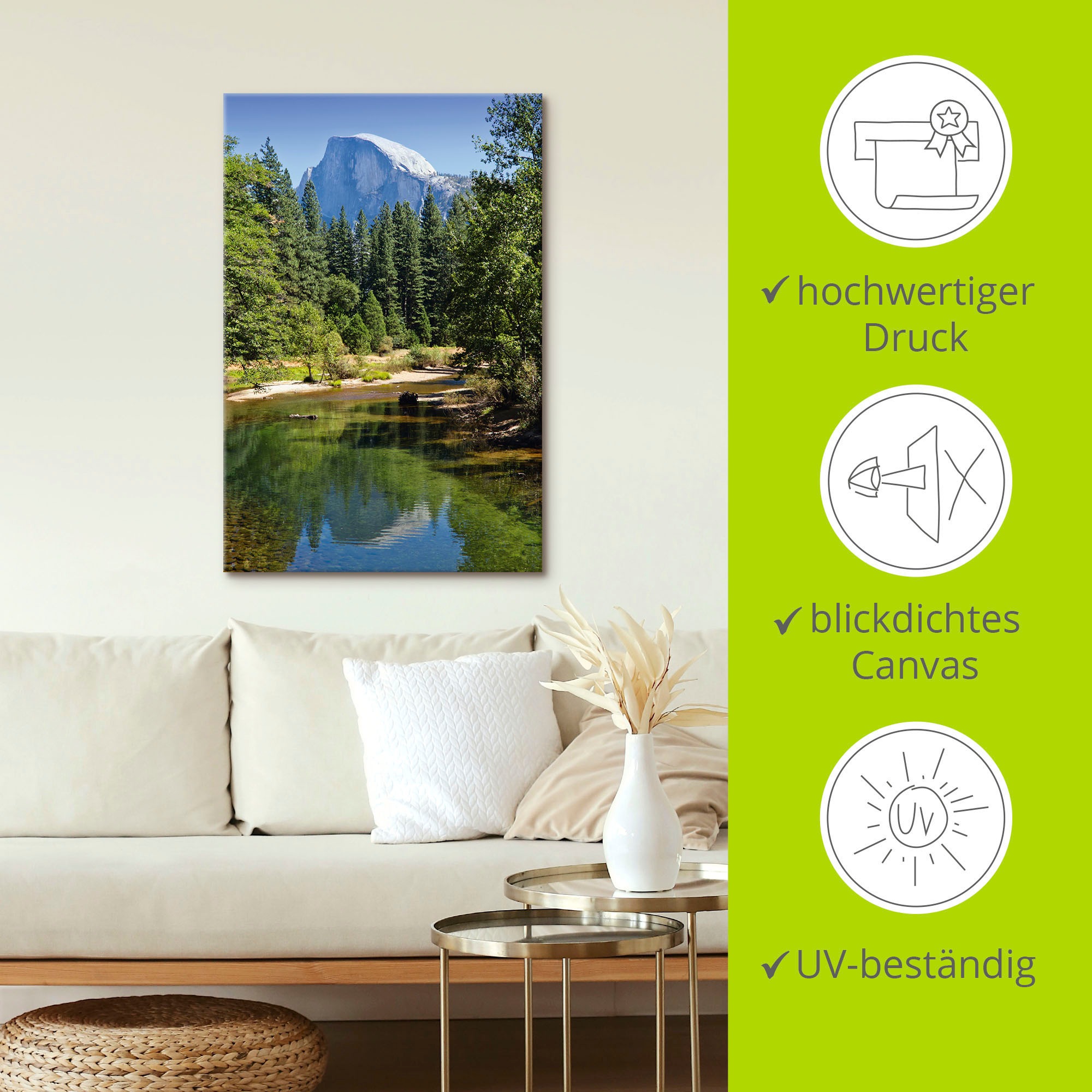 Artland Wandbild »Yosemite Valley Half Dome River of Mercy«, Gewässer, (1 St.), als Alubild, Outdoorbild, Leinwandbild, Poster in verschied. Größen