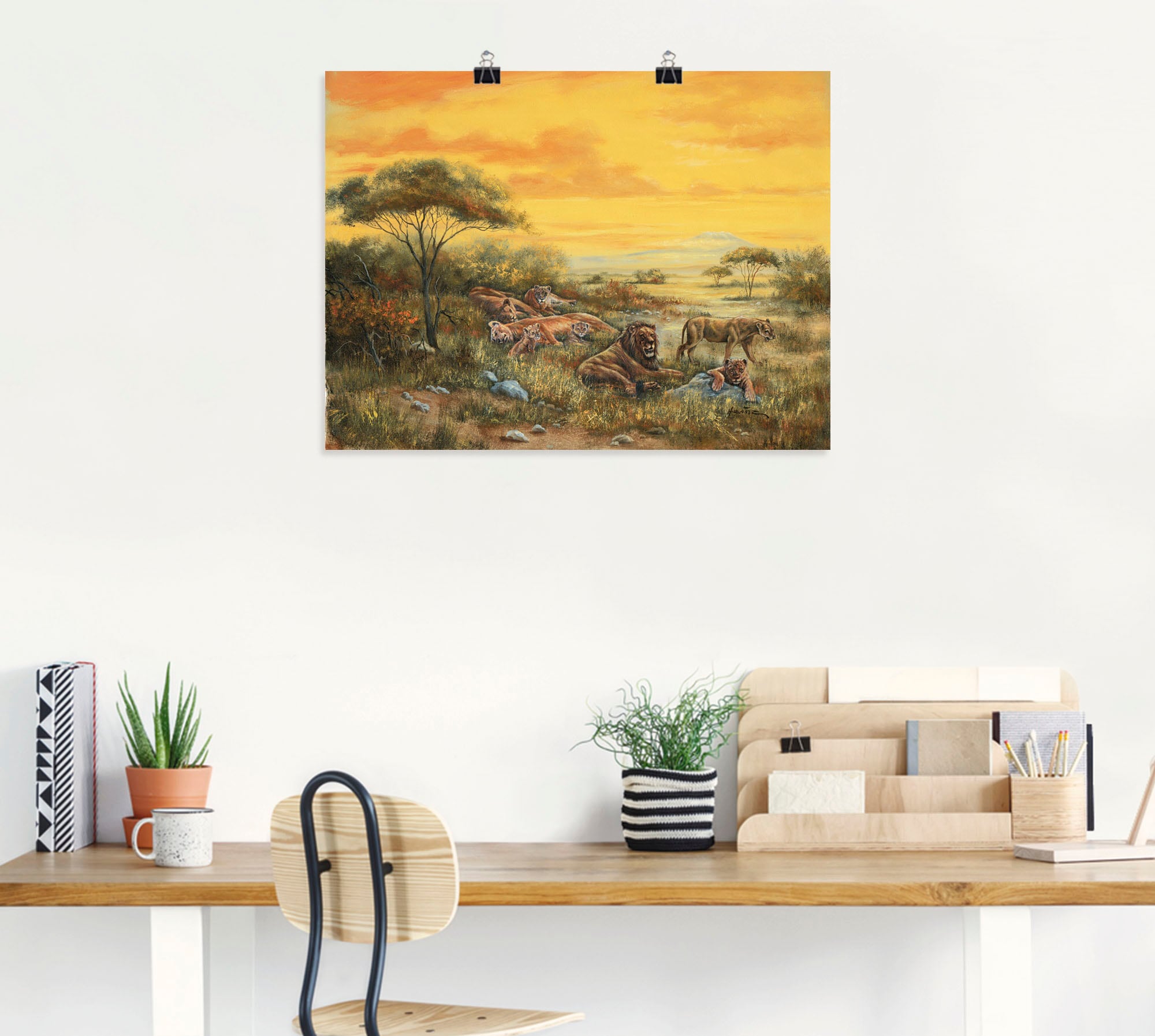 Artland Wandbild »Löwen in der Steppe«, Bilder von Afrika, (1 St.), als Alubild, Leinwandbild, Wandaufkleber oder Poster in versch. Größen