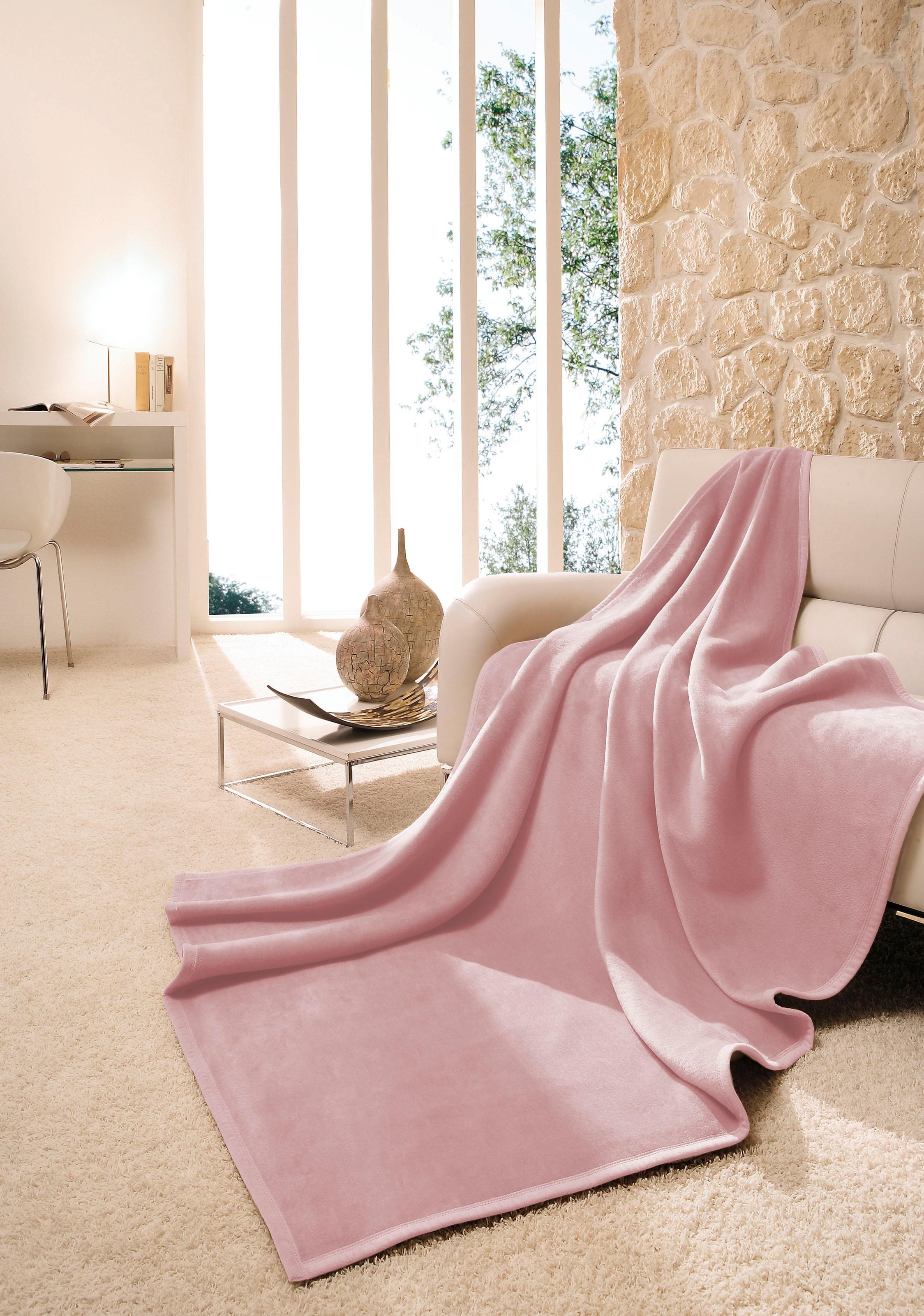 Biederlack Wohndecke »Uno Cotton«, in schönen Unifarben, Kuscheldecke