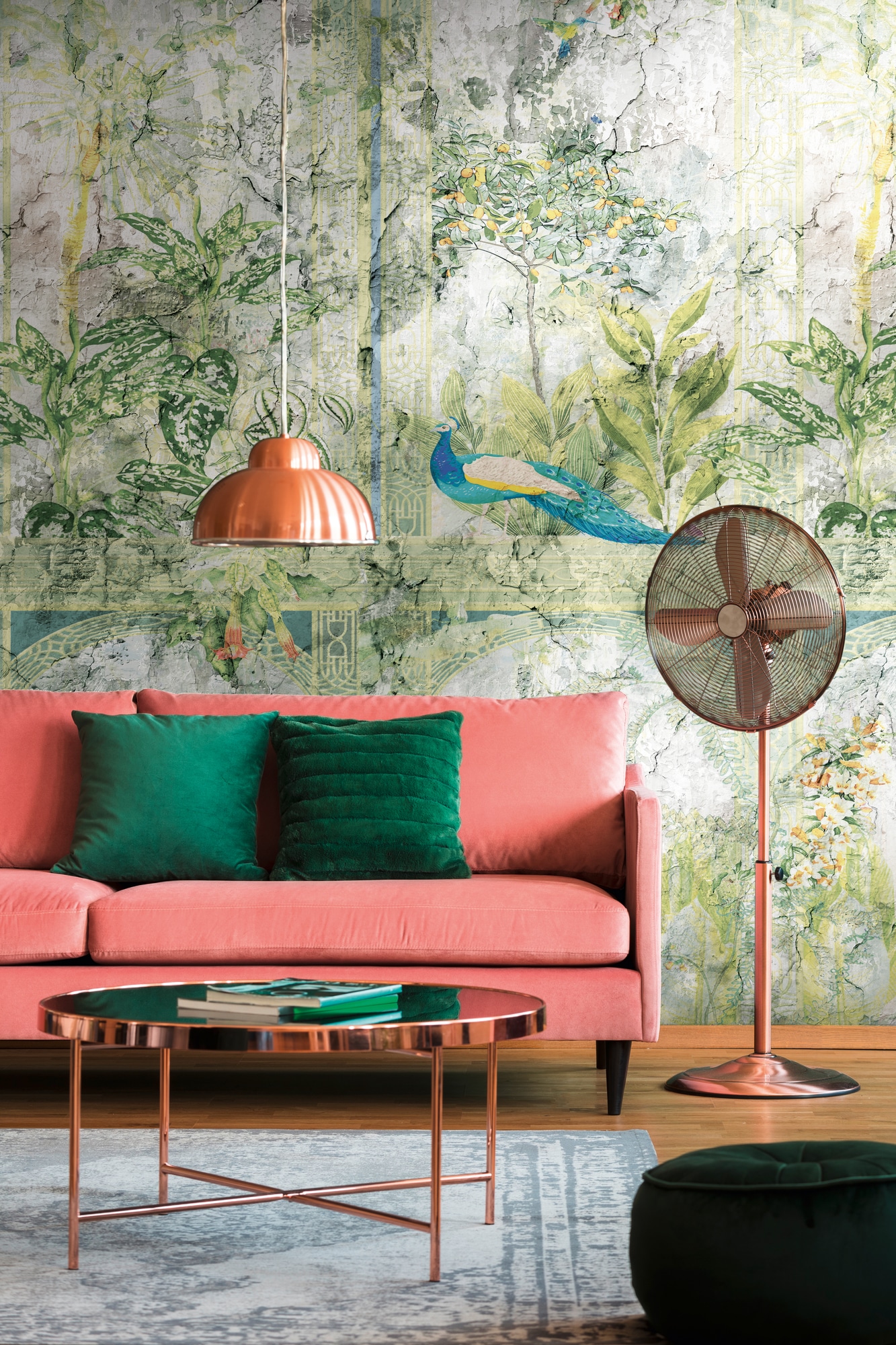 living walls Fototapete "Fototapete Vintage-Optik" matt glatt Vliestapete Floral Pflanzen