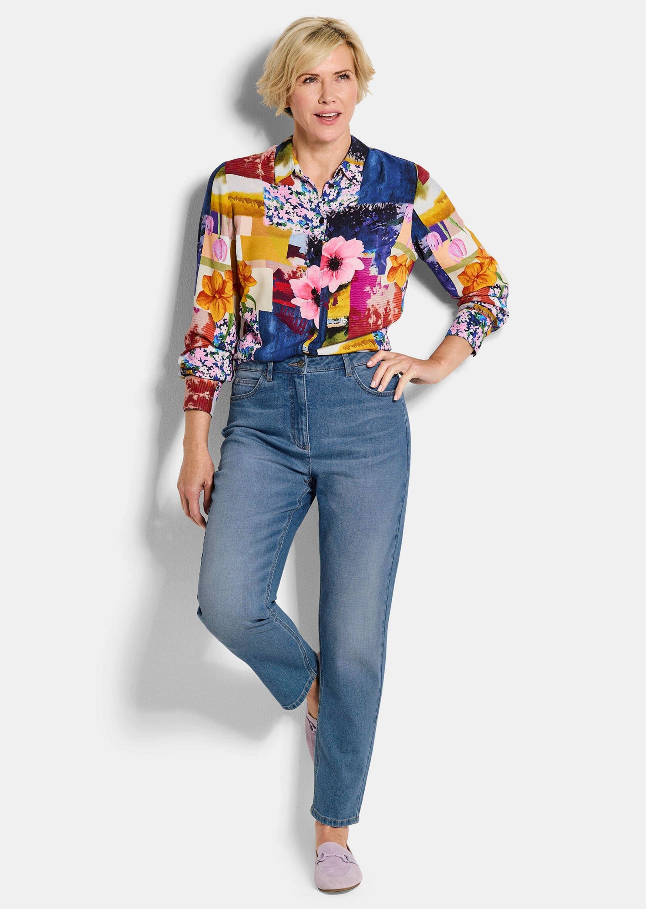GOLDNER Regular-fit-Jeans »Kurzgröße Baumwoll-Stretch Mom Jeans SARA« stretchbequeme Quälität