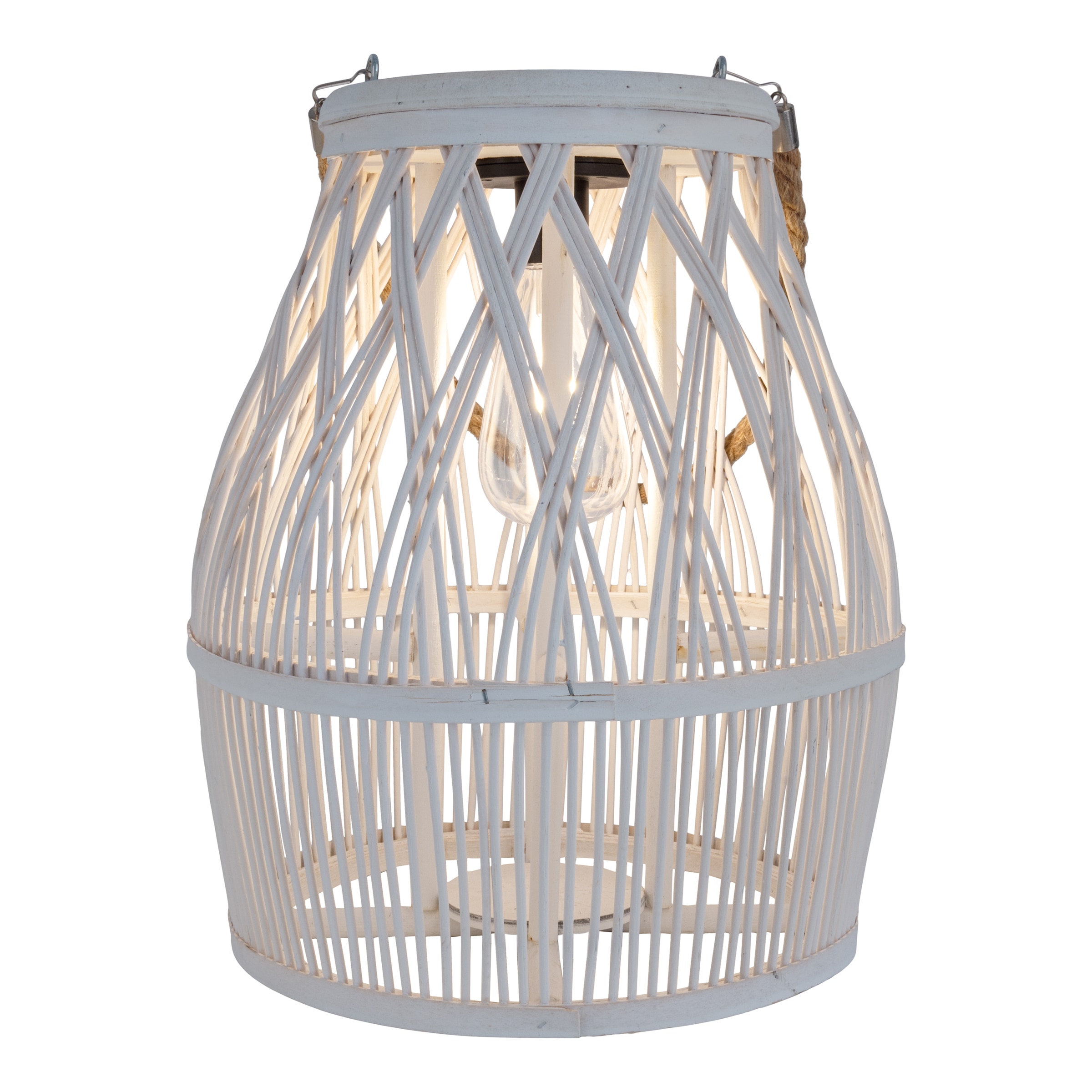 näve LED Solarleuchte »Korbinian« LED-Modul 1 Stk. Warmweiß Korbleuchte (Rattan) weiß mit LED Birne warmweiß, inkl. Akku, H: 34cm