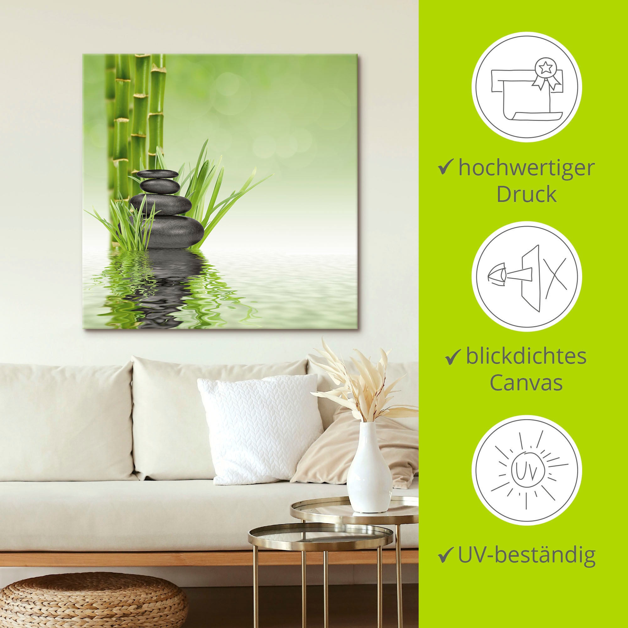 Artland Wandbild »Spa Steine«, Spa, (1 St.), als Alubild, Outdoorbild, Leinwandbild, Poster, Wandaufkleber