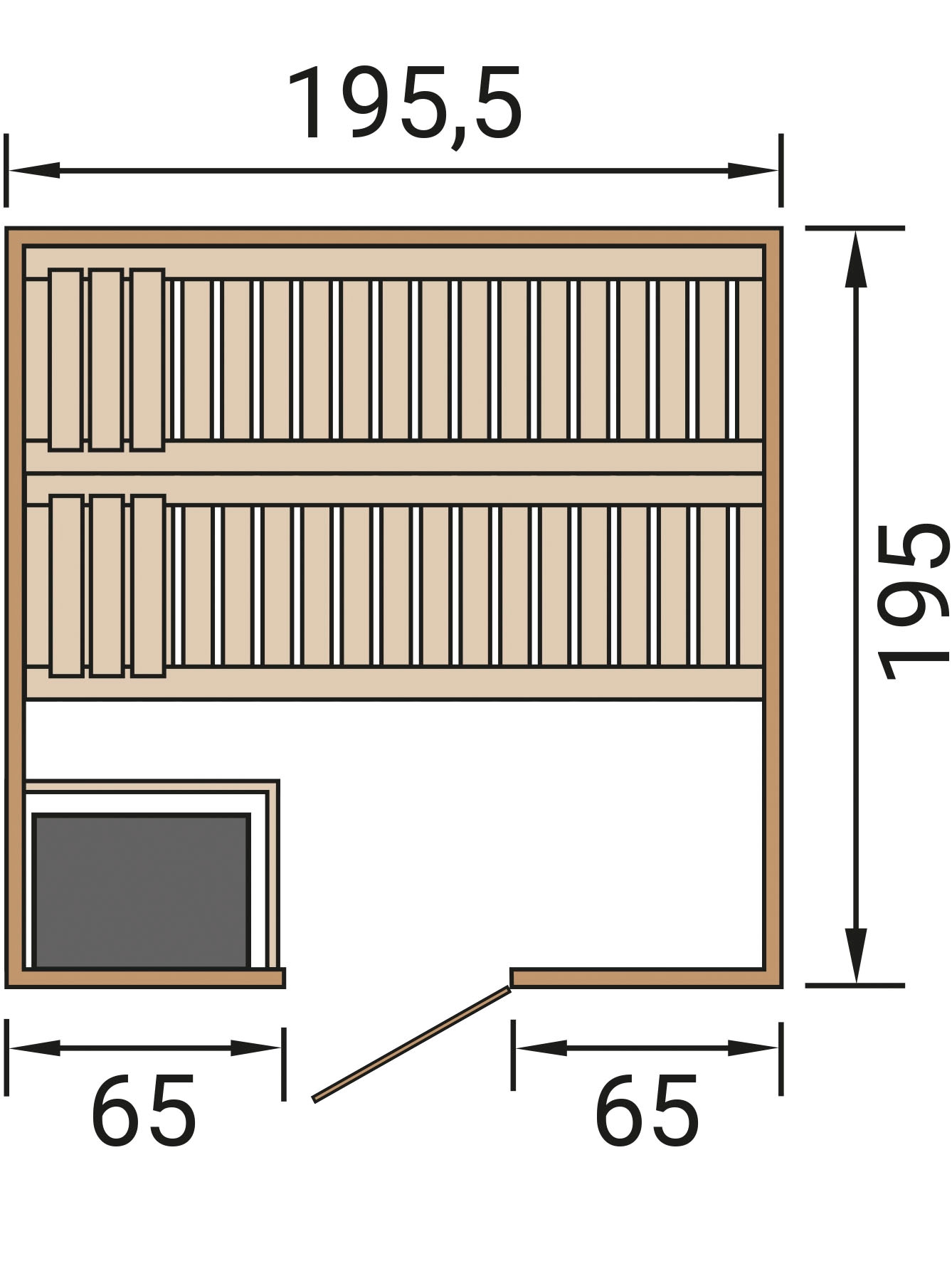 weka Sauna »Massivholzsauna BERGEN 2«, Blockbohlen, moderne Ganzglastür