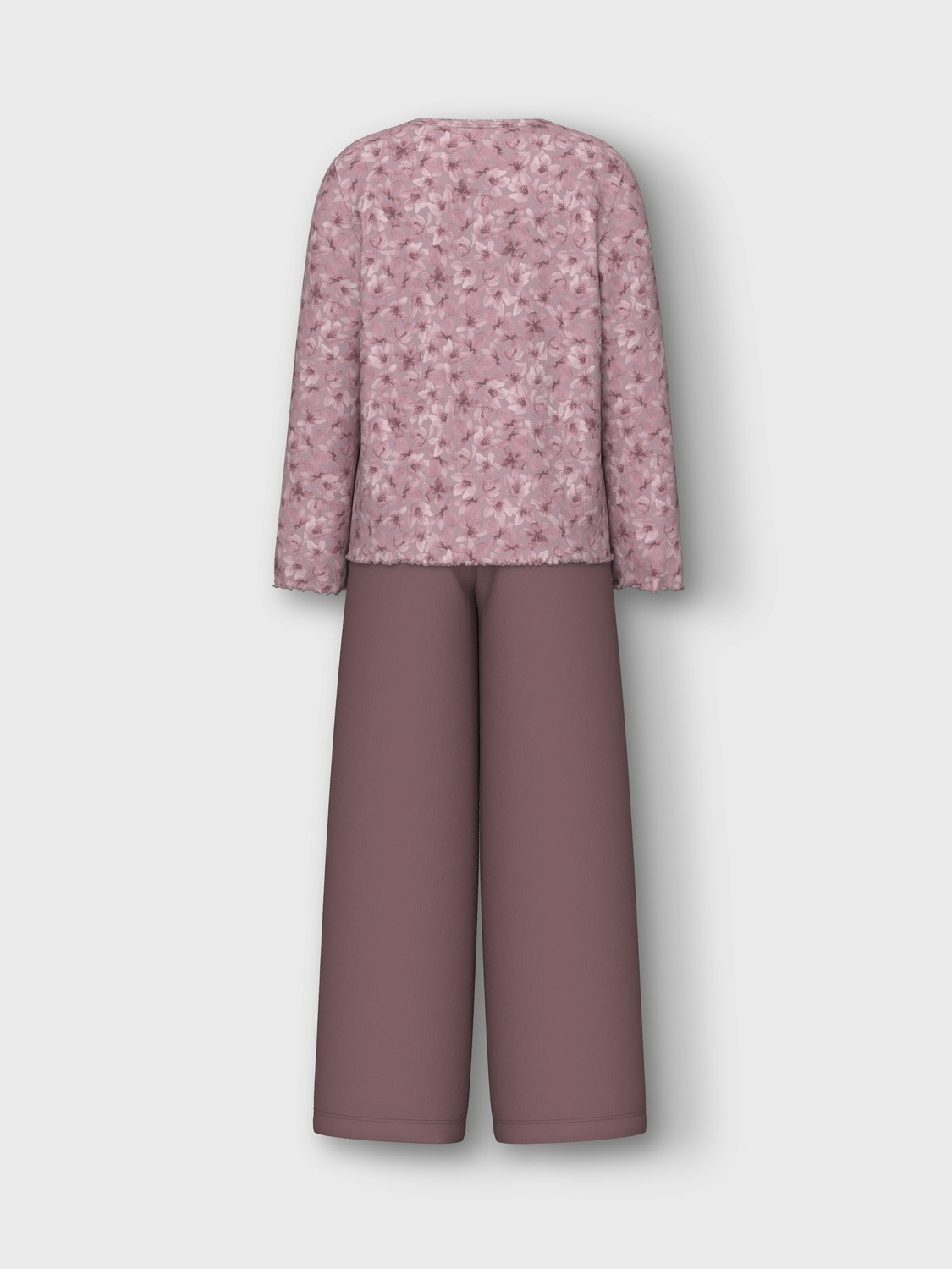 Name It Schlafanzug »NKFNIGHTSET MAUVE FLOWER LOOSE RIB NOOS«, (Set, 2 tlg.), in angenehm tragbarere Rippen-Qualität