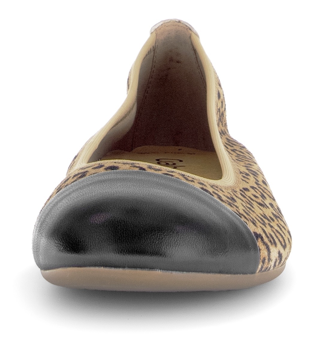 Ballerina GABOR, Damen, Gr. 36, schwarz (leo, schwarz), Nappaleder, Ziegenveloursleder, kontrastfarbene Details, Schuhe Ballerina, Blockabsatz, Schlupfschuh, Businesschuh mit Kontrastbesatz 3
