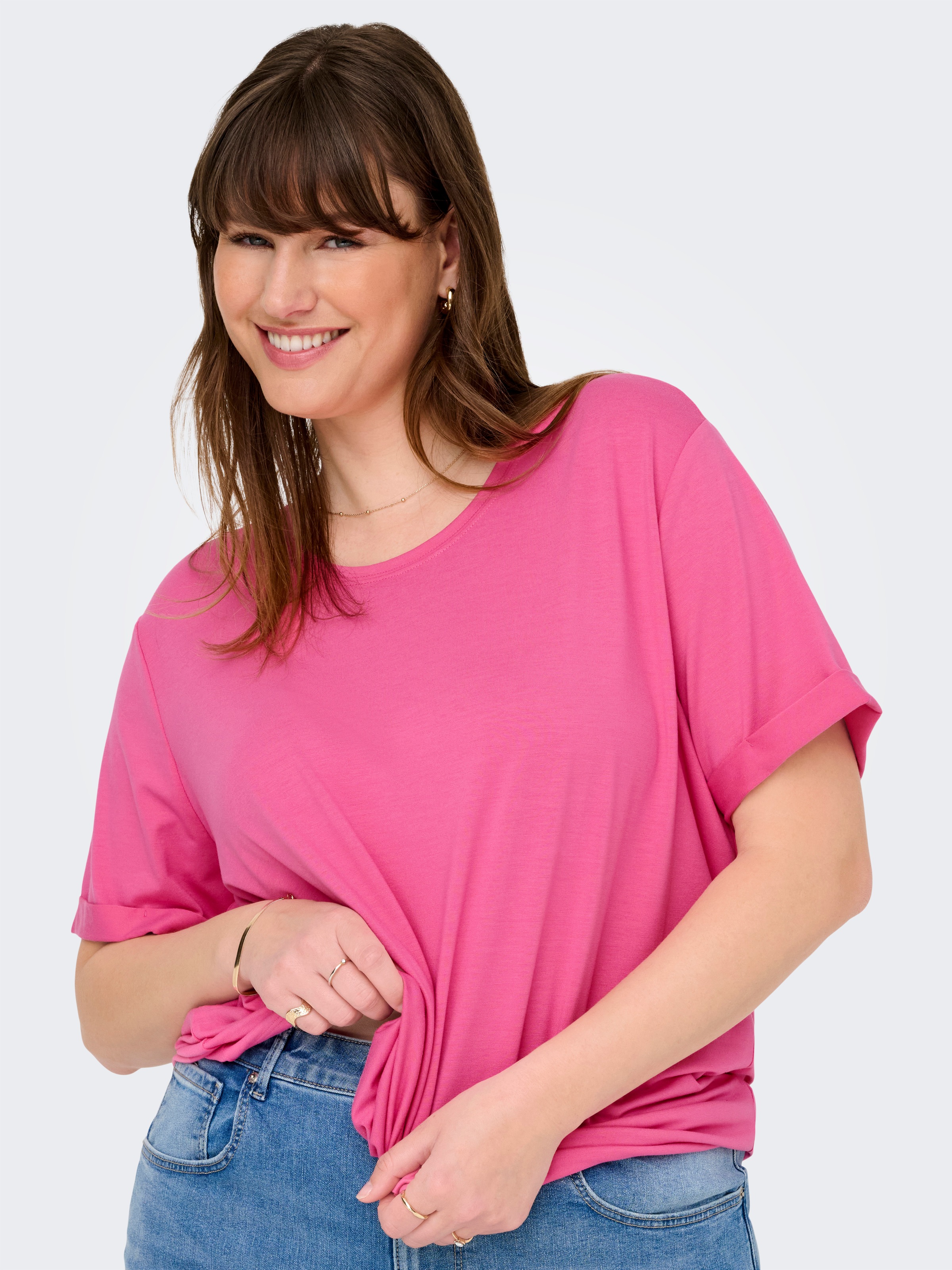 ONLY CARMAKOMA Kurzarmshirt "CARMOSTER S/S FOLD UP TOP JRS NOOS" günstig online kaufen