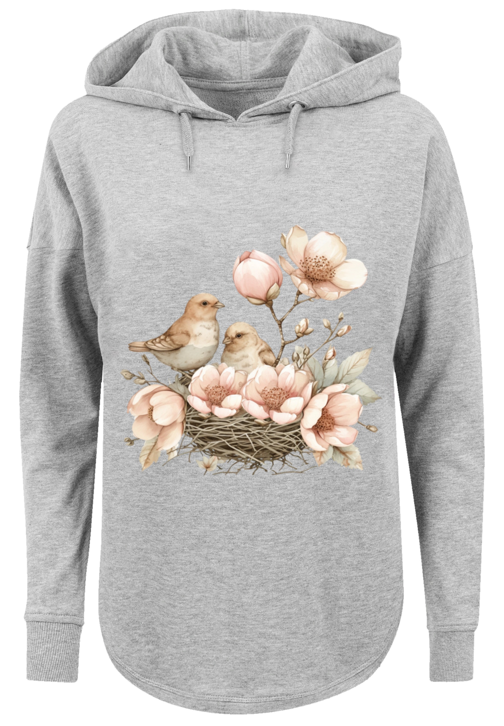 F4NT4STIC Kapuzenpullover »Vogelnest Blumen«, Premium Qualität
