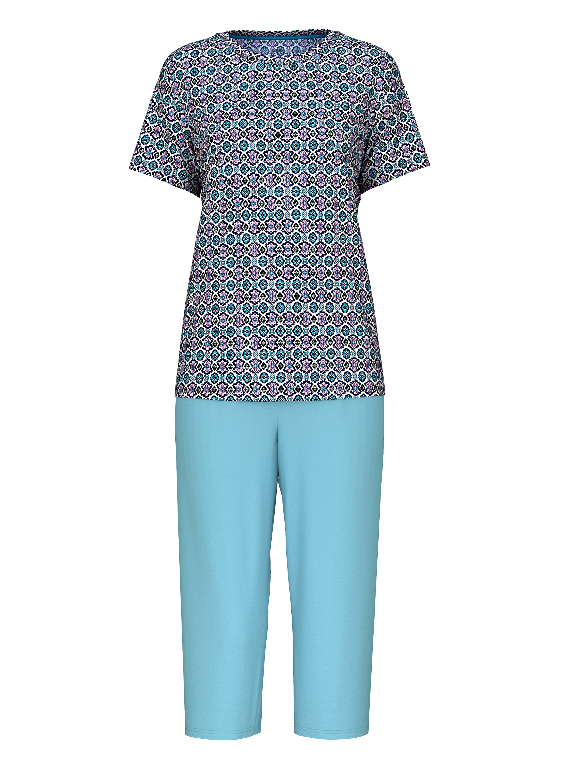 CALIDA Capri-Pyjama, (2 tlg.), mit Rundhalsausschnitt und überschnittenen Schultern