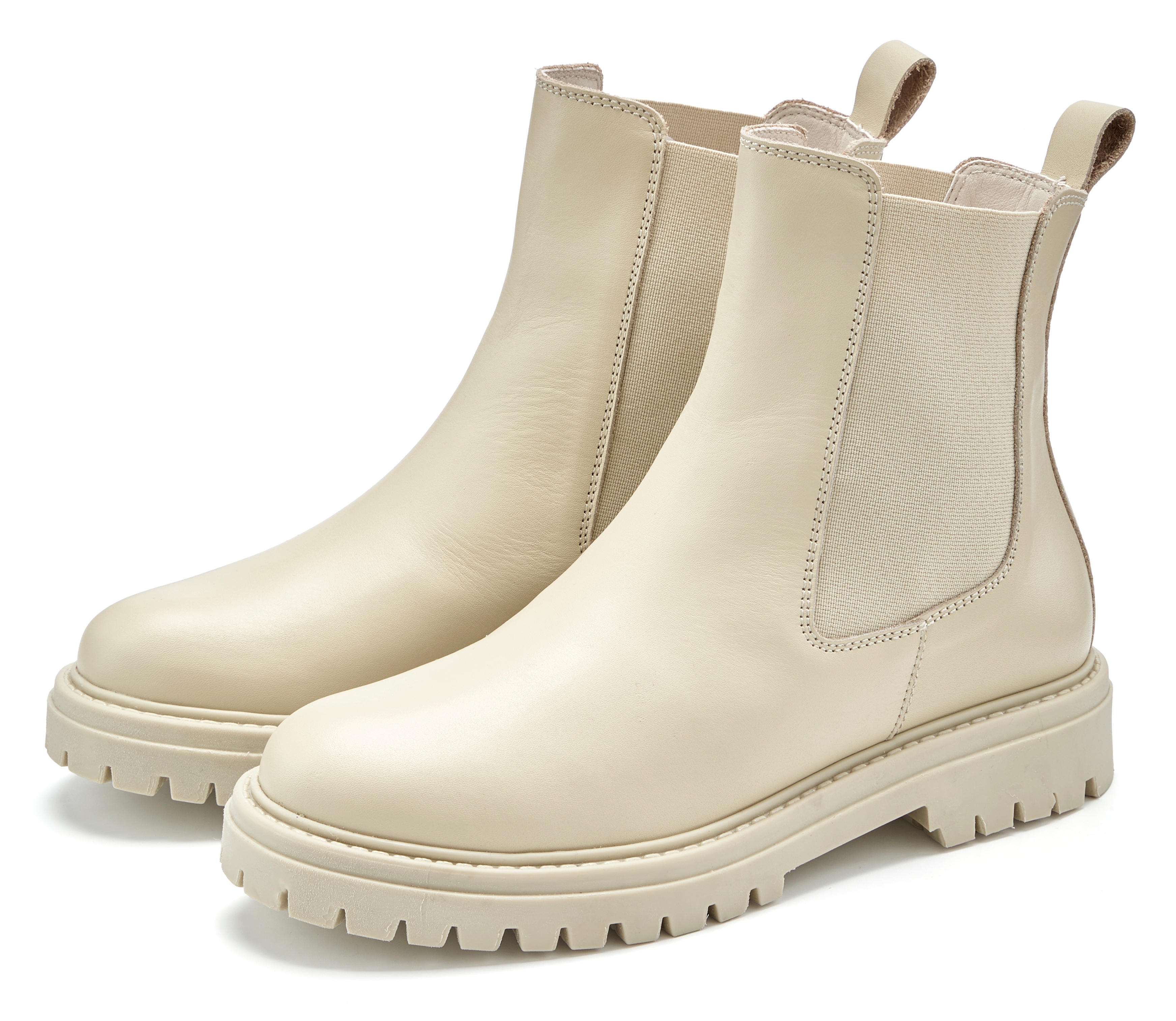 Elbsand Stiefelette "Chelseaboots, Schlupfstiefel, Lederstiefelette, Herbststiefelette" NEU Bikerboots aus Leder mit Stretch-Einsätzen & leichter Profilsohle