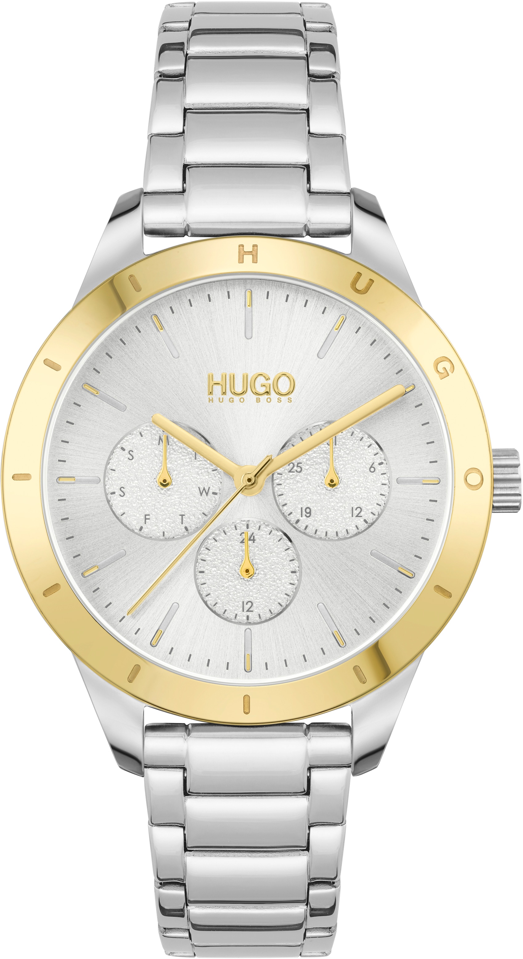 HUGO Multifunktionsuhr »#FRIEND, 1540090«, Quarzuhr, Armbanduhr, Damenuhr, Datum, 12/24-Stunden-Anzeige