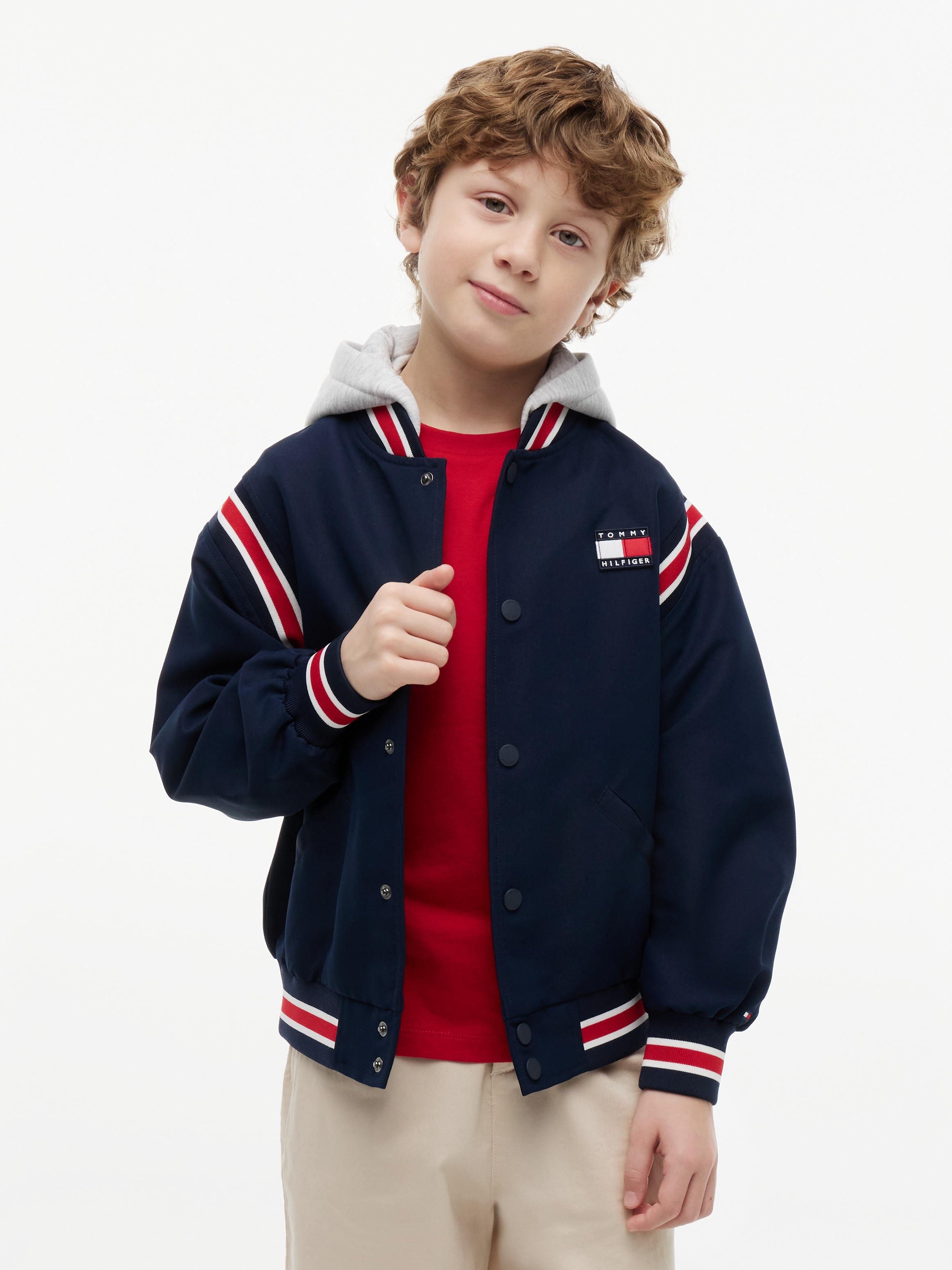 Tommy Hilfiger Bomberjacke mit Kapuze abnehmbare Kapuze, Regular Fit, Kinder bis 16 Jahre