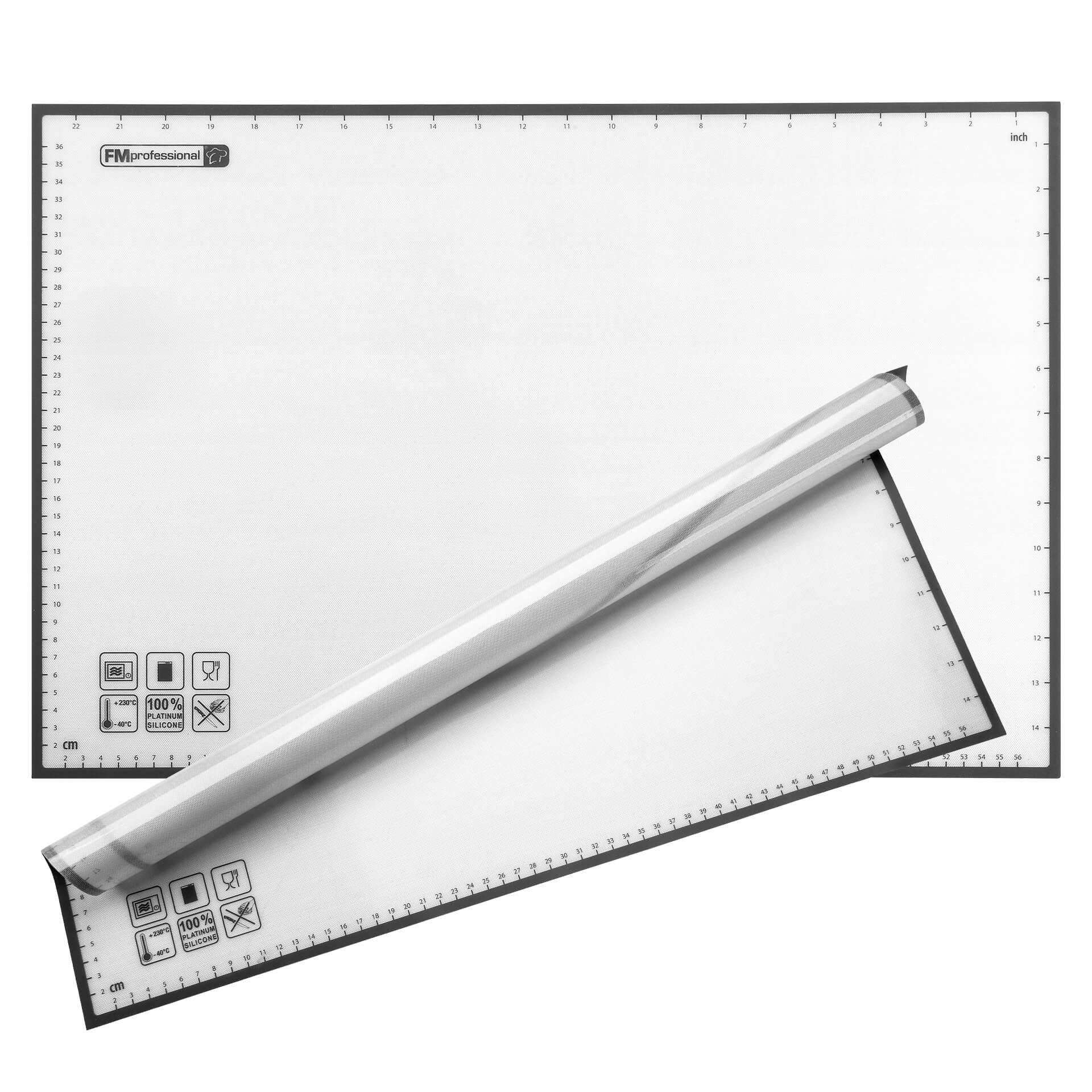 FMPROFESSIONAL Ausrollmatte "Silikonbackmatte aus hochwertigem Silikon", B/L: 58,5cm x 38,5cmweiß, Backunterlagen, Antihaft, für Backofen & Mikrowelle
