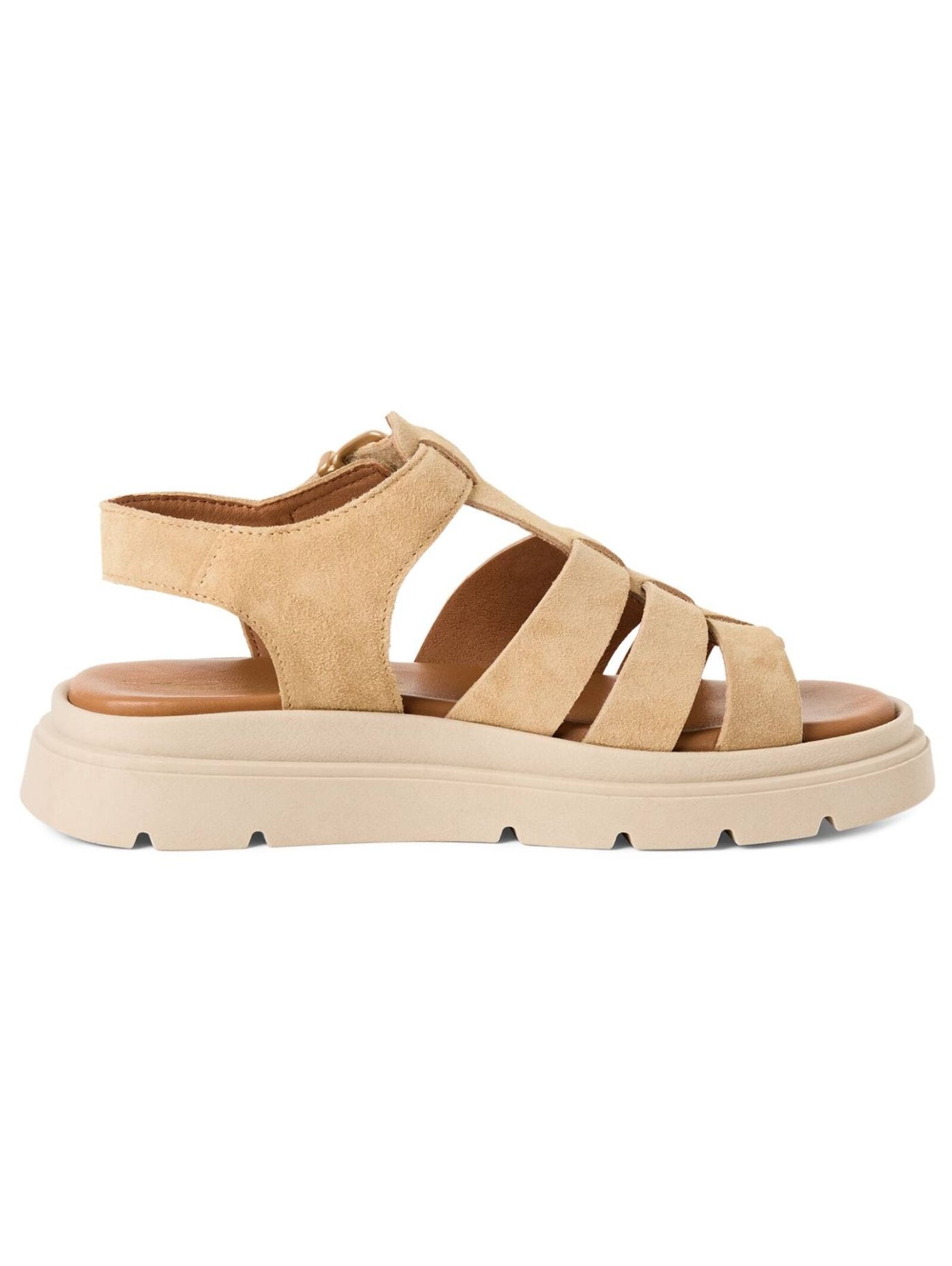 Schaftsandalette TAMARIS "Tamaris Sandalen Leder", Damen, Gr. 39, beige, Leder, Schuhe 3