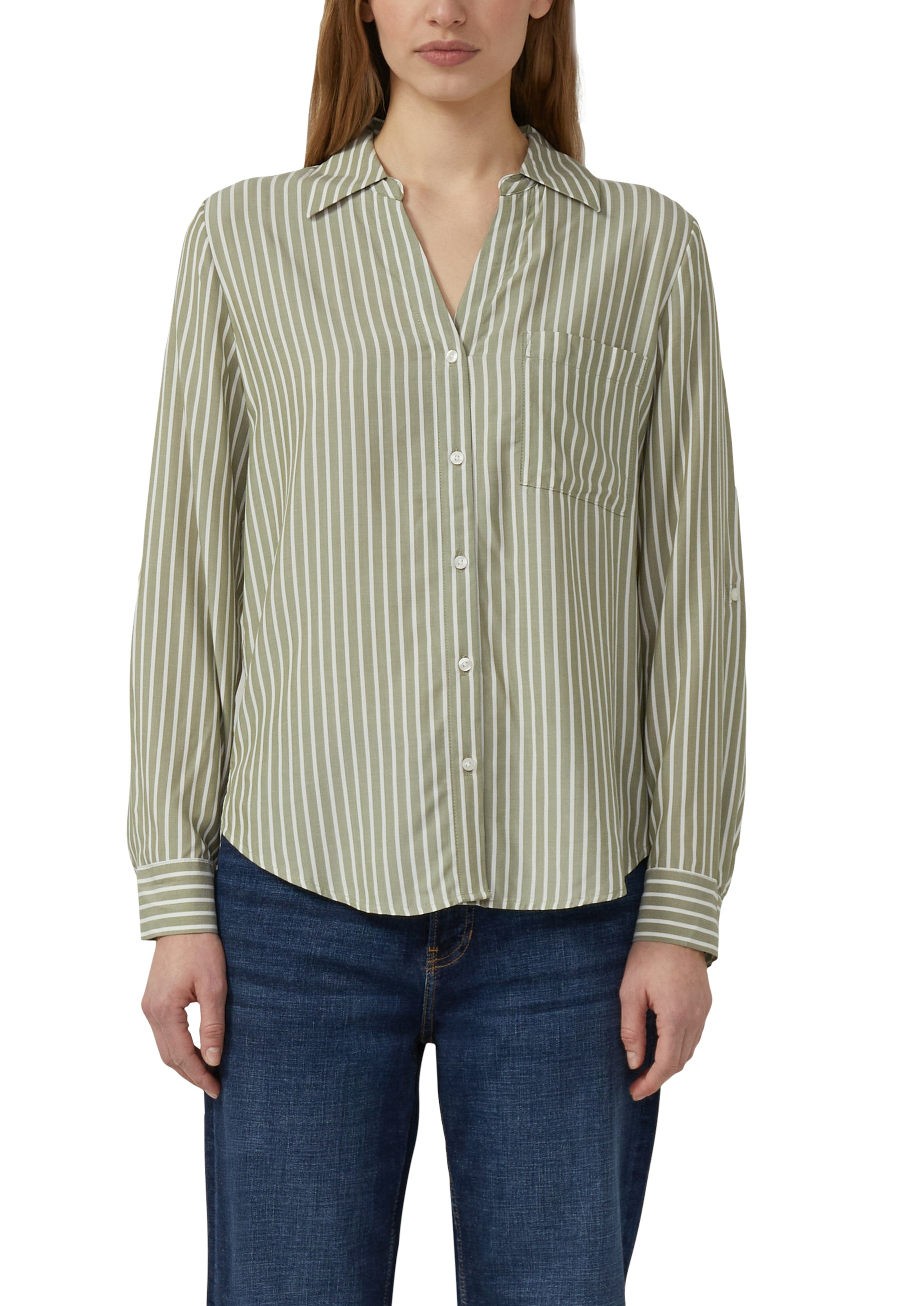 s.Oliver Langarmbluse im Streifen-Design und aus Viskose günstig online kaufen