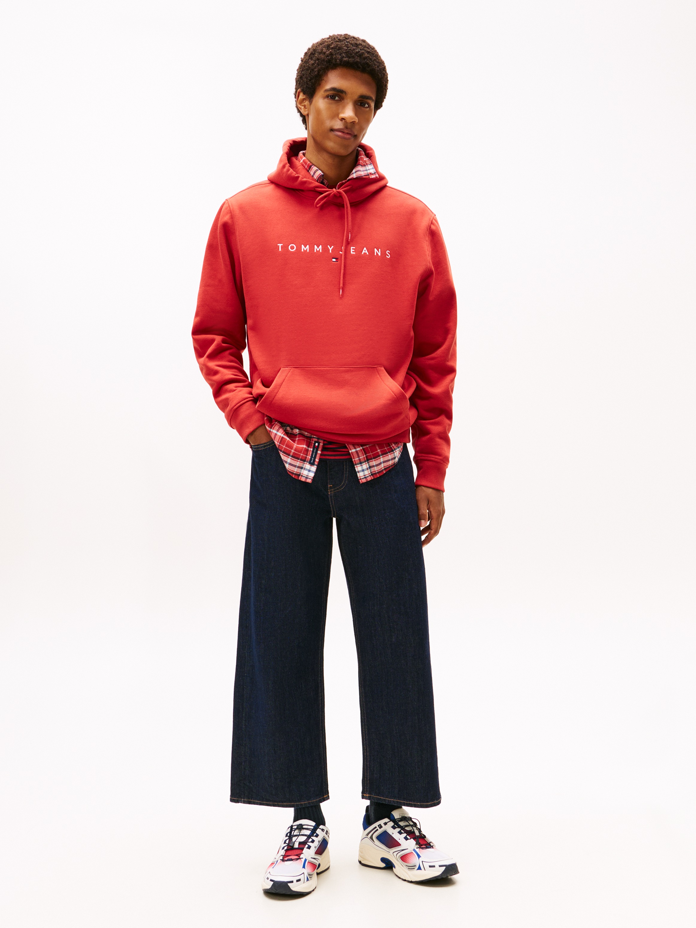 Hoodie TOMMY JEANS "TJM REG LINEAR LOGO HOODIE EXT", Herren, Gr. XL, terracotta rot, Sweatware, Obermaterial: 80% Baumwolle, 20% Polyester, regular fit hüftlang, Rundhals, eingesetzt Bündchen, Sweatshirts Hoodie, mit Logo-Stickerei 2