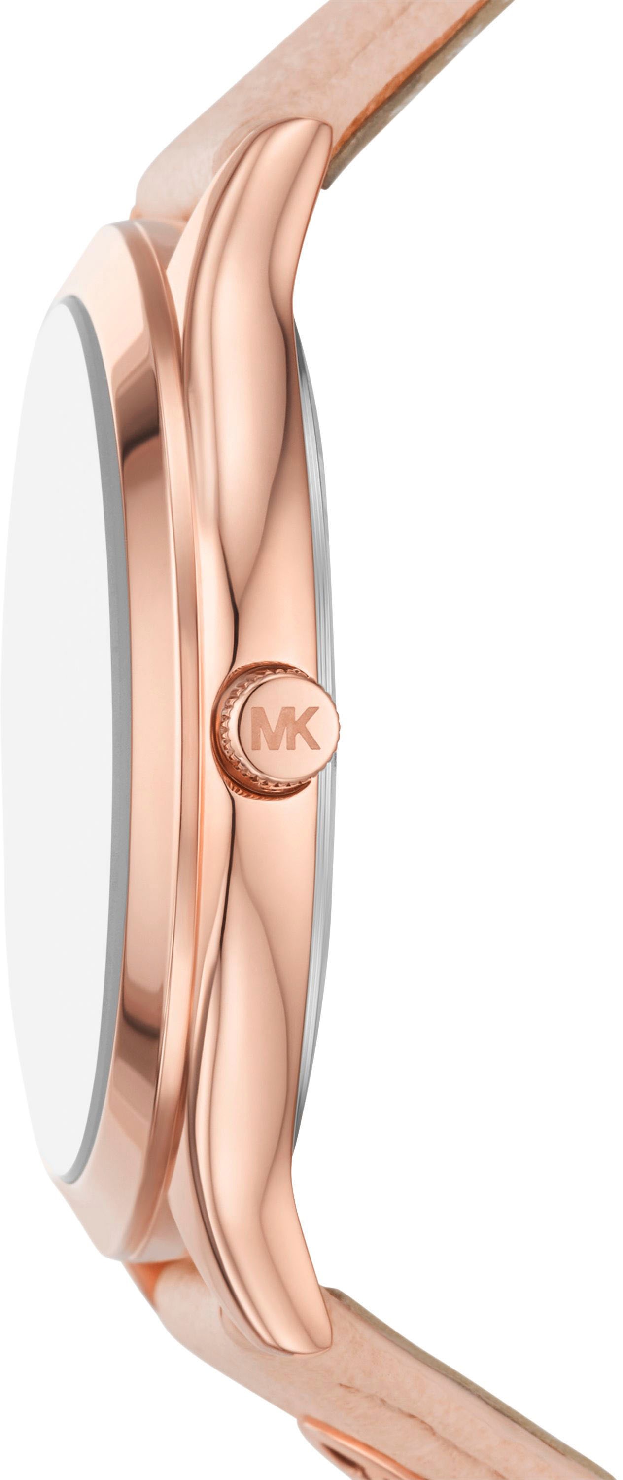 MICHAEL KORS Quarzuhr »SLIM RUNWAY«, Armbanduhr, Damenuhr, Lederarmband, analog