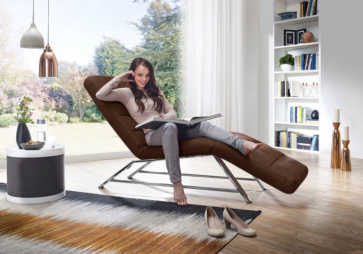 W.SCHILLIG Relaxliege "daily dreams bequem und elegant, B/T 75/170cm" Funktionsliege wahlweise mit Motor, Gestell Chrom, Breite 75 cm