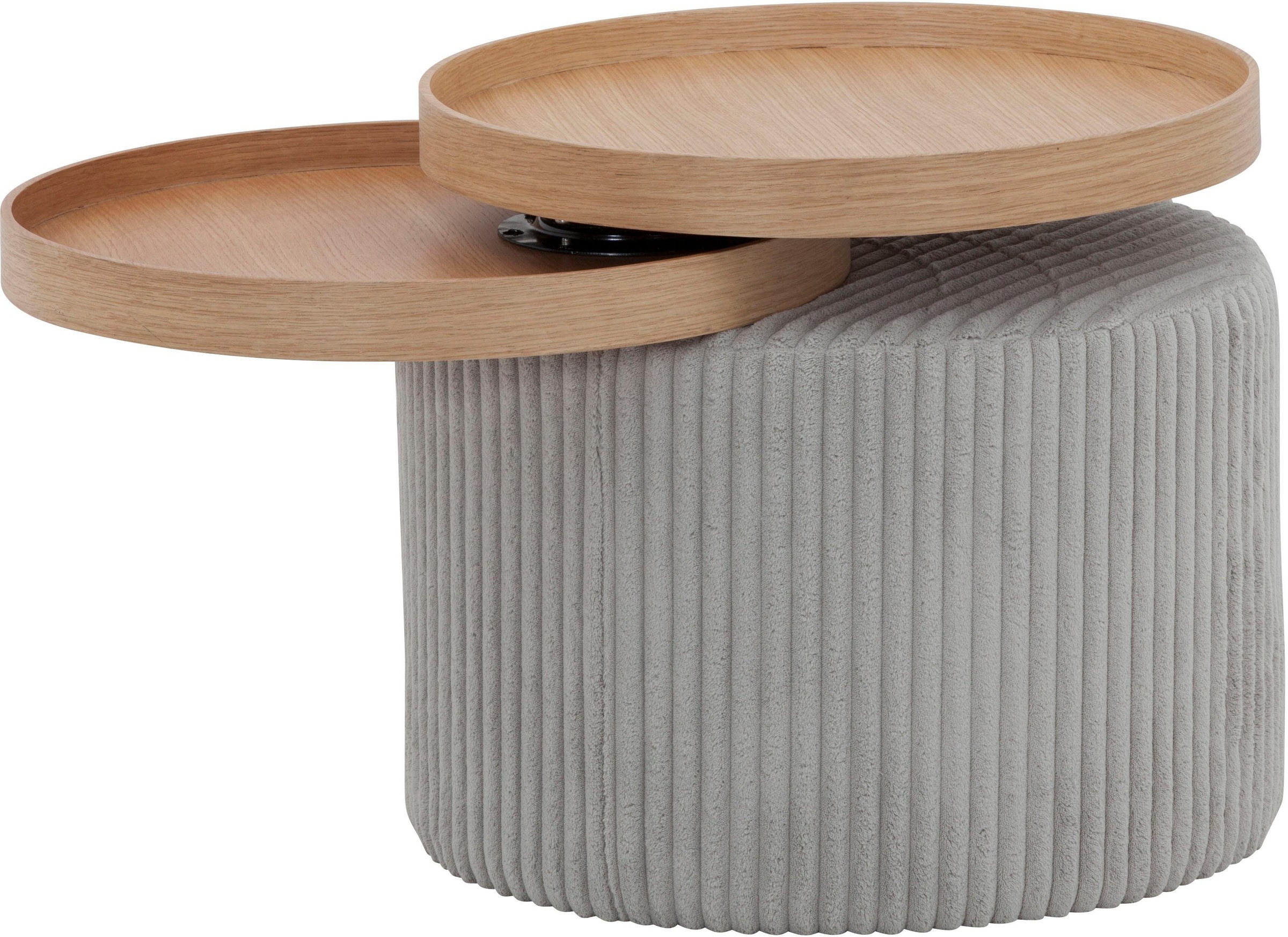 Beistelltisch SALESFEVER "Coffeetable in minimalistischer Optik", grau (hellgrau, hellgrau, natur), B:50cm H:45cm T:50cm, Tische, Beistelltisch, Bewegliche Tabletts trifft modernen Cordbezug 3